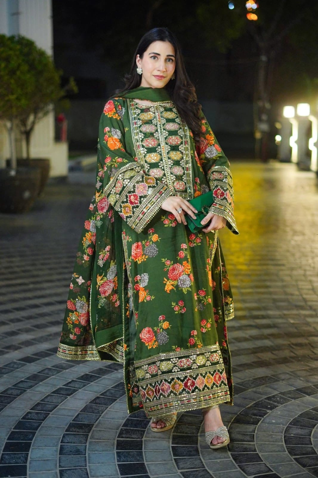 Roshni embroidered 3PC  green
