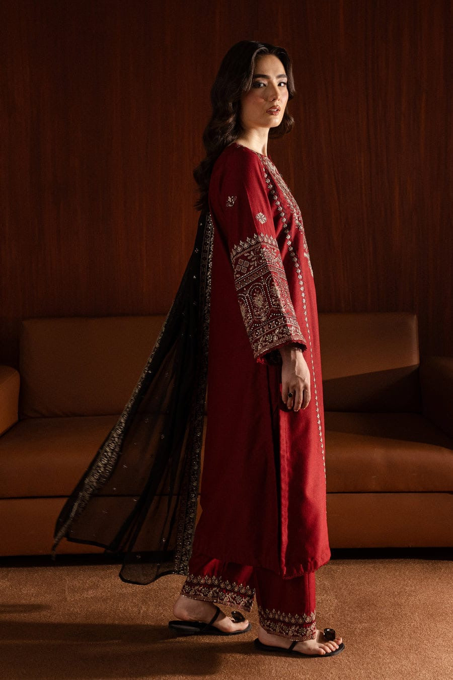 Laal pari embroidered 3 pc