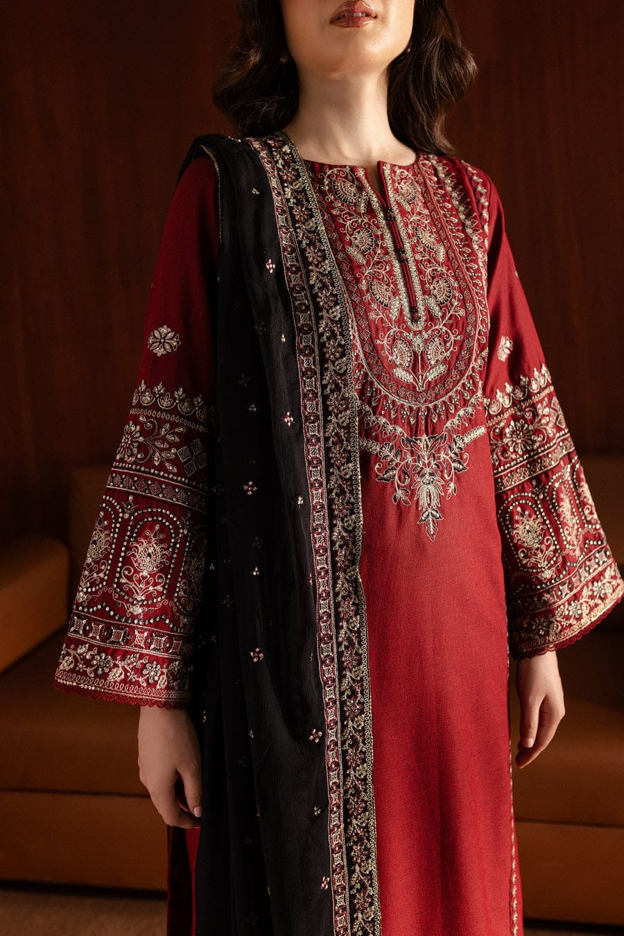 Laal pari embroidered 3 pc