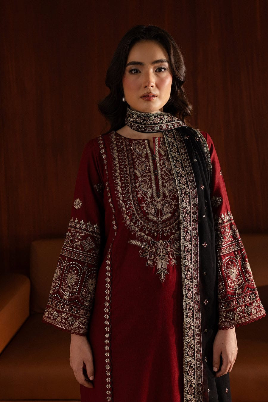 Laal pari embroidered 3 pc