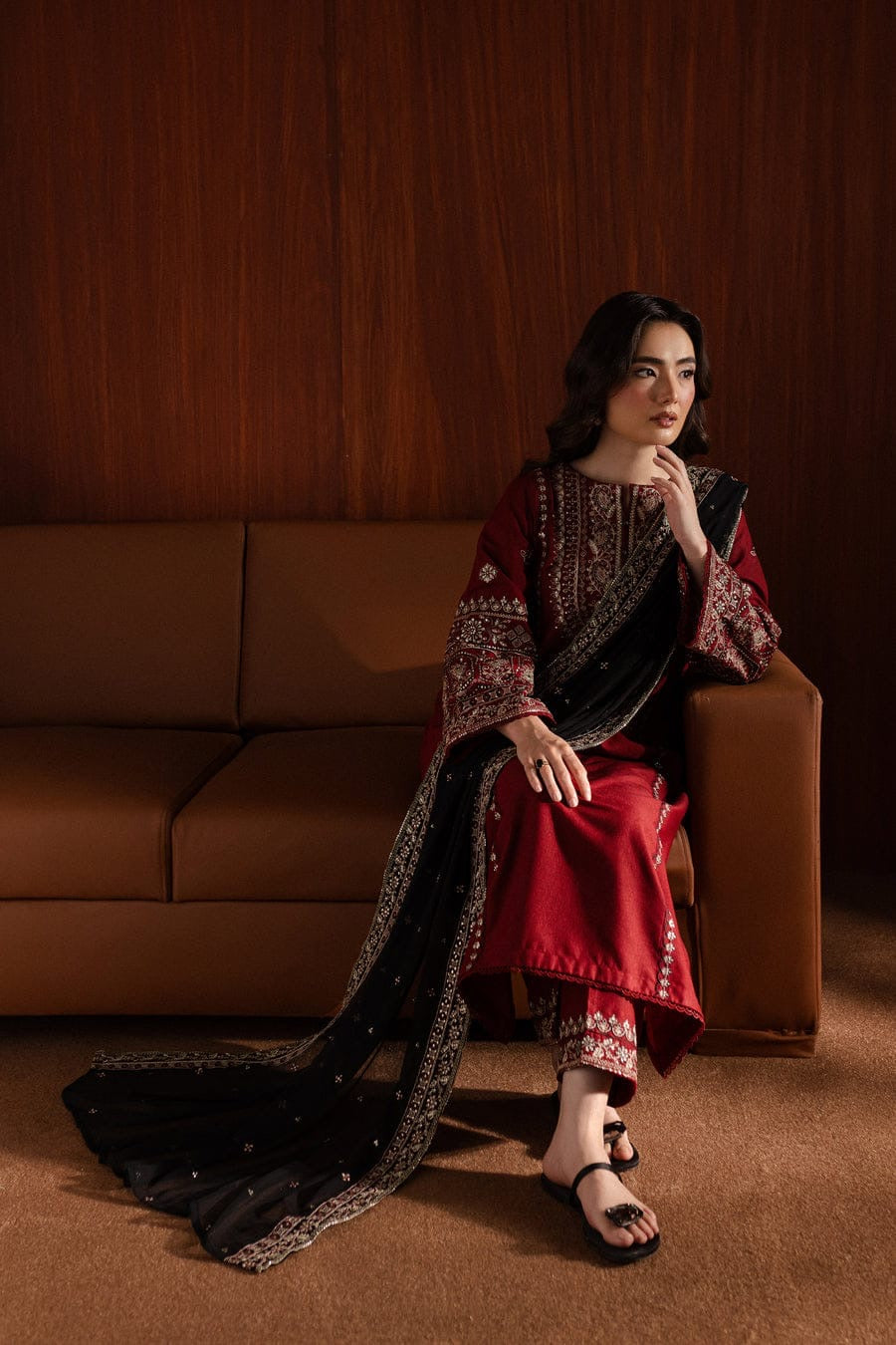 Laal pari embroidered 3 pc