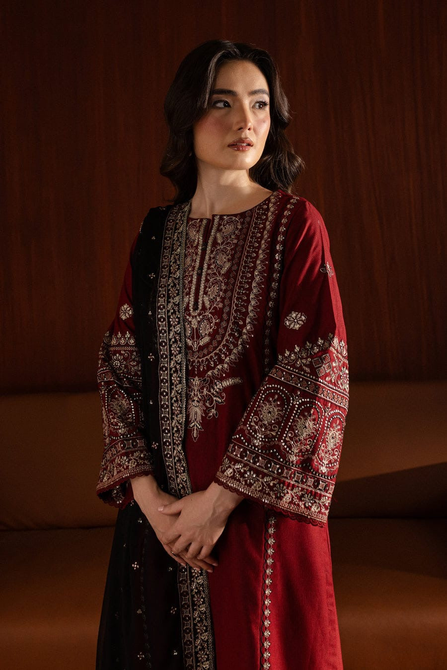 Laal pari embroidered 3 pc