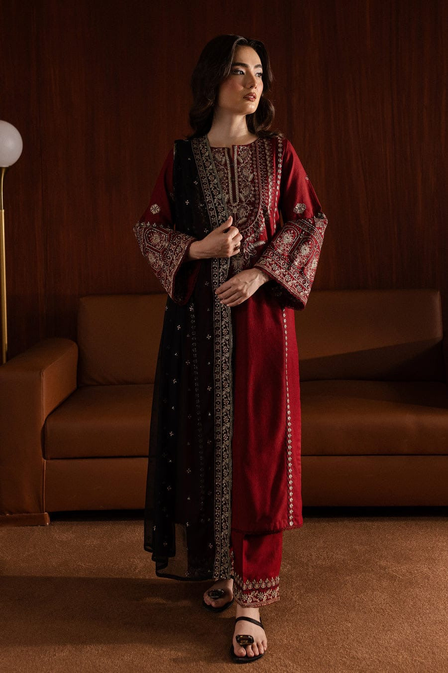 Laal pari embroidered 3 pc