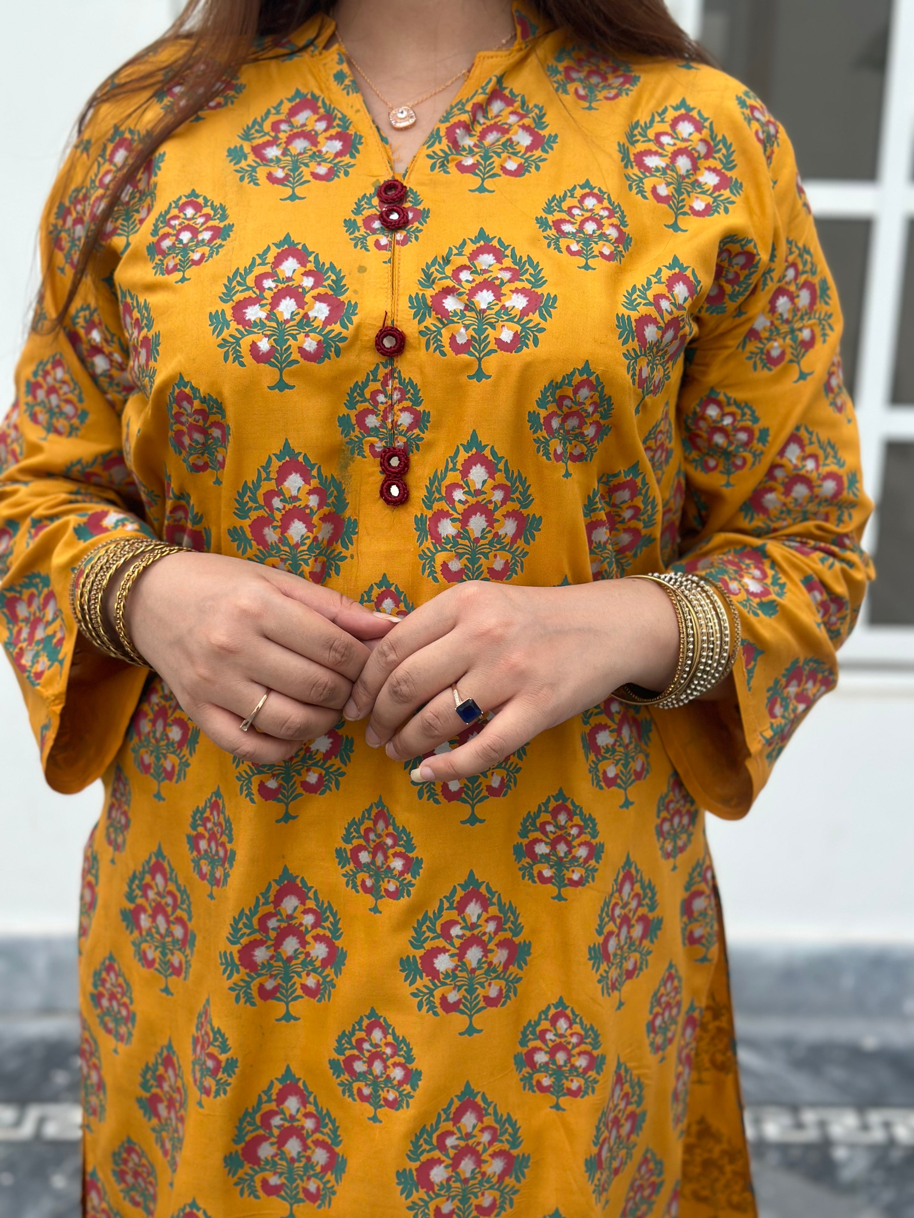 Eid rang keyseria 2 piece mustard