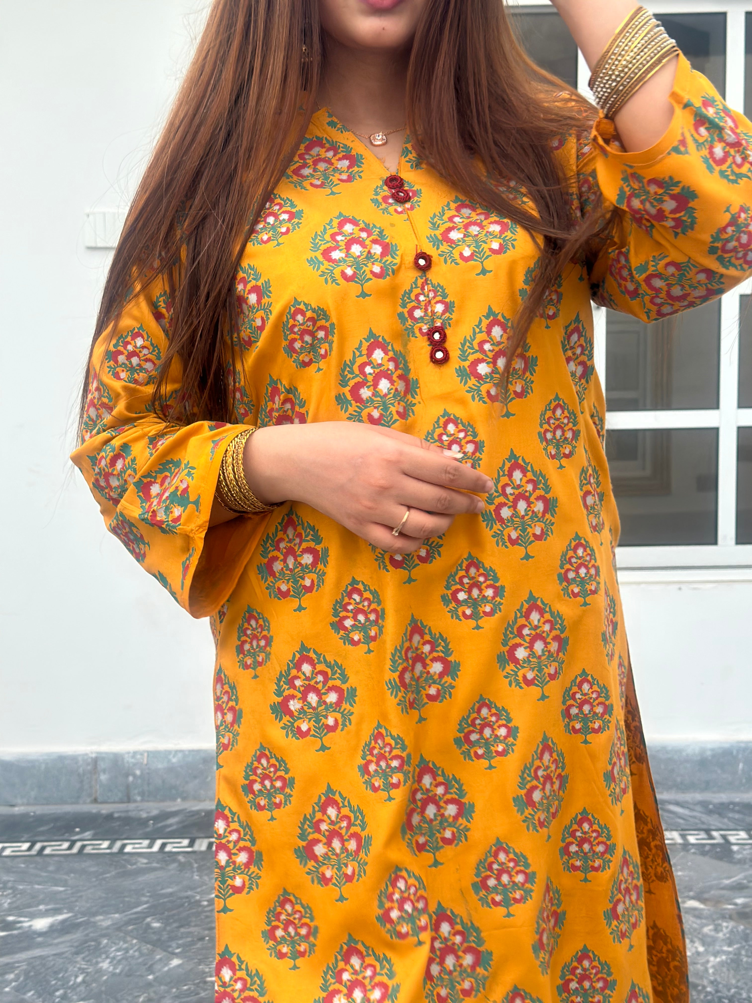 Eid rang keyseria 2 piece mustard