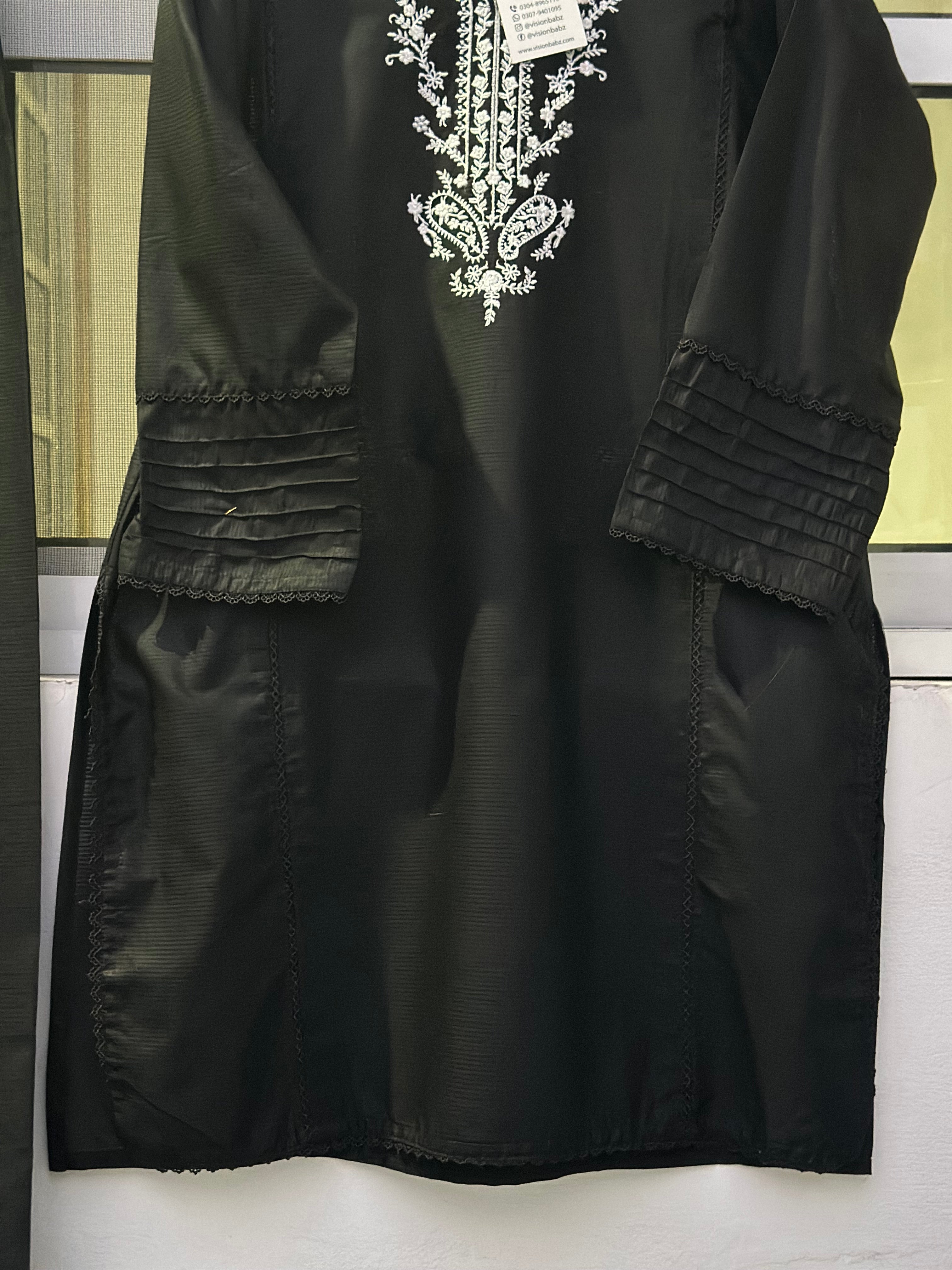 Eid hand embroidered solid 2 piece black