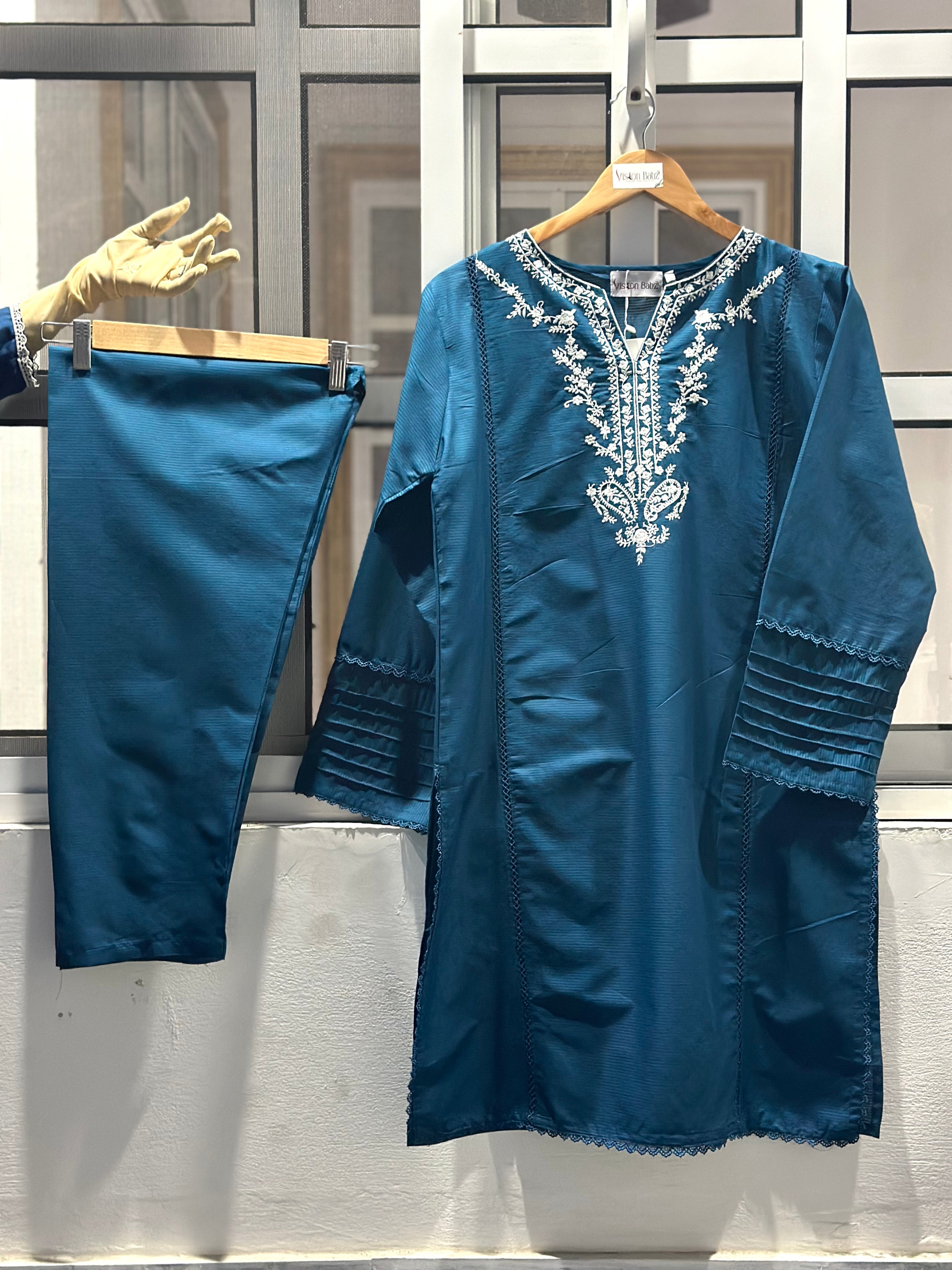 Eid hand embroidered solid two piece zink