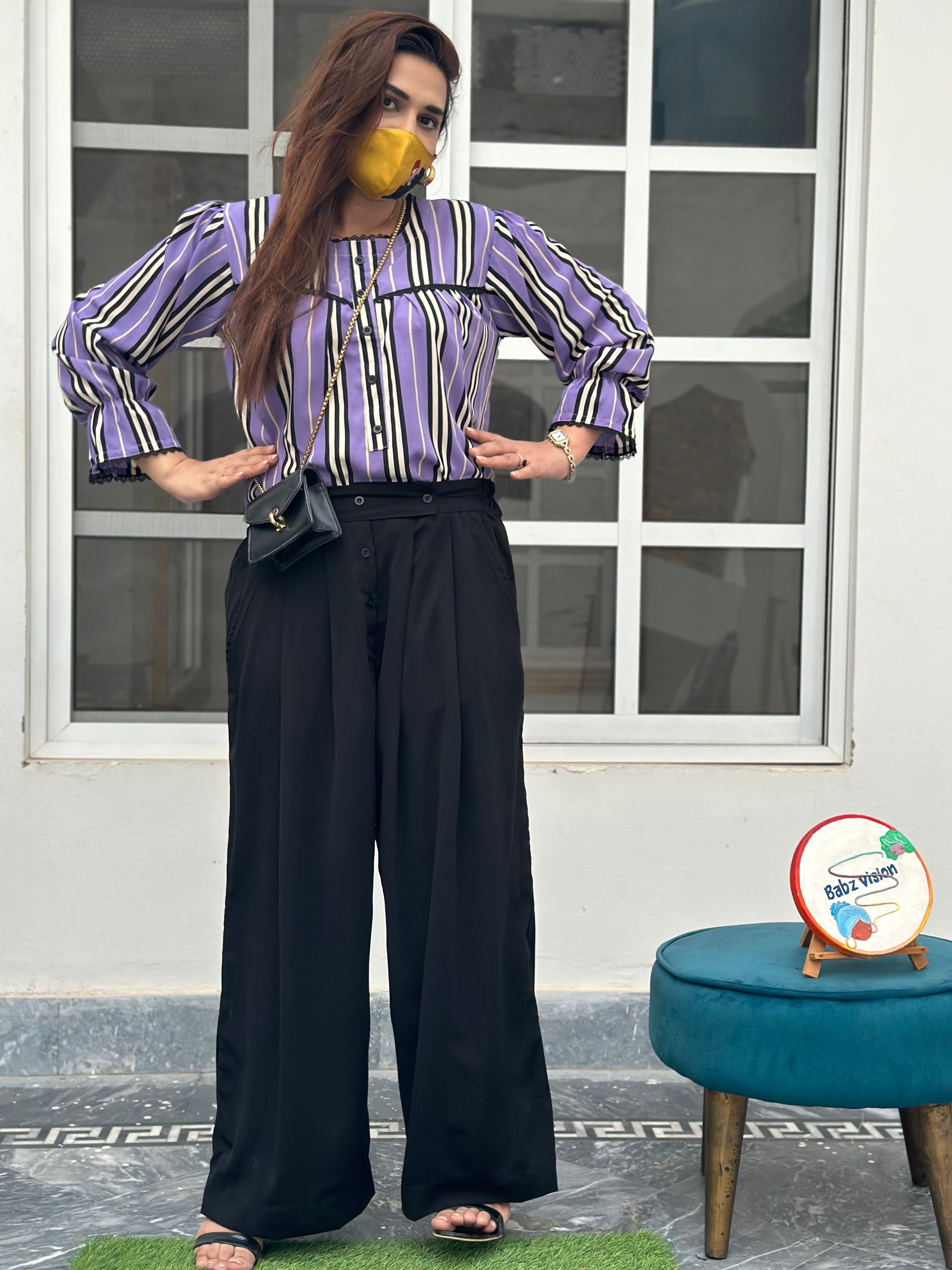 Pleated pants and top chase Korean dress ll