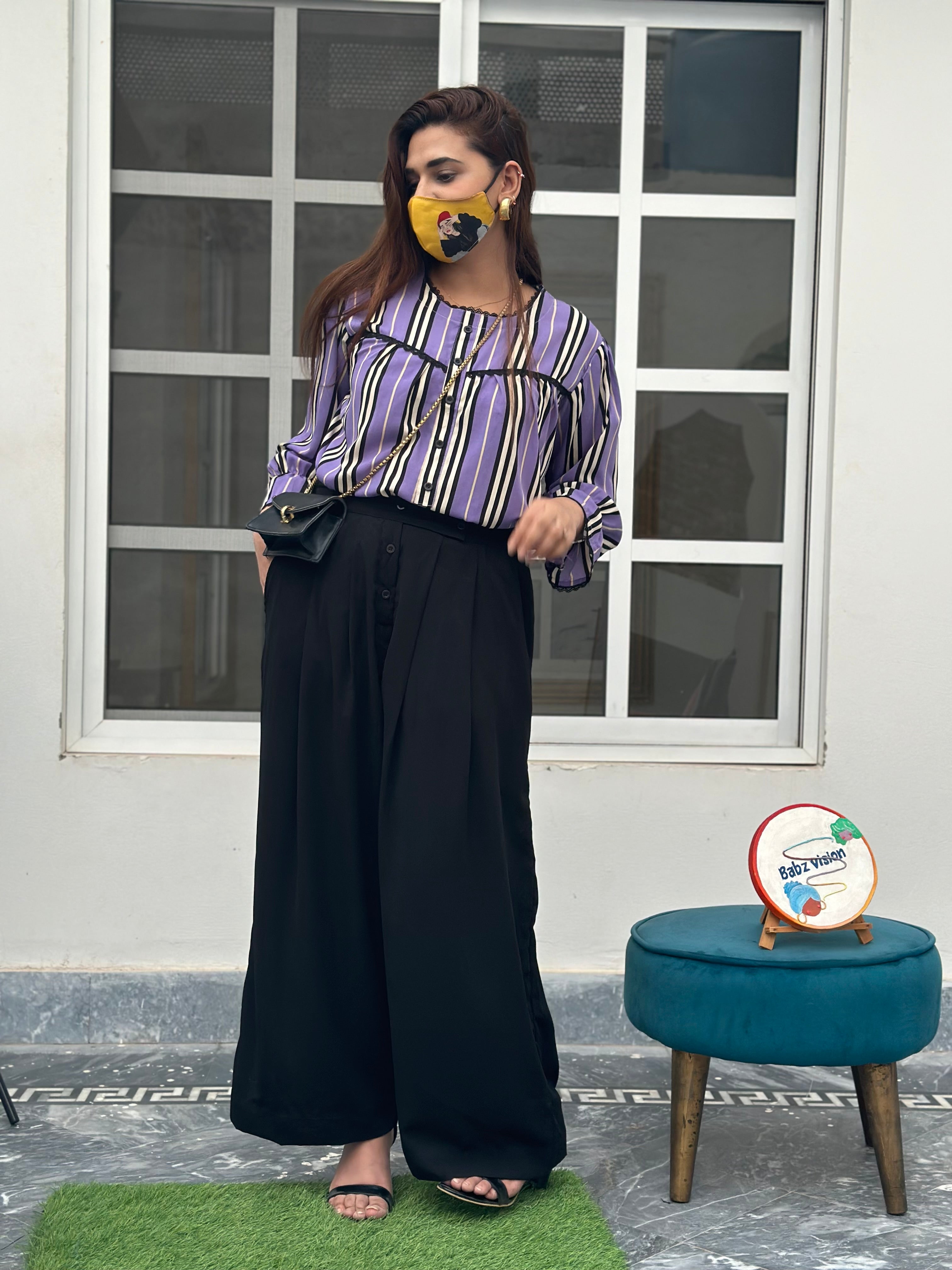 Pleated pants and top chase Korean dress ll