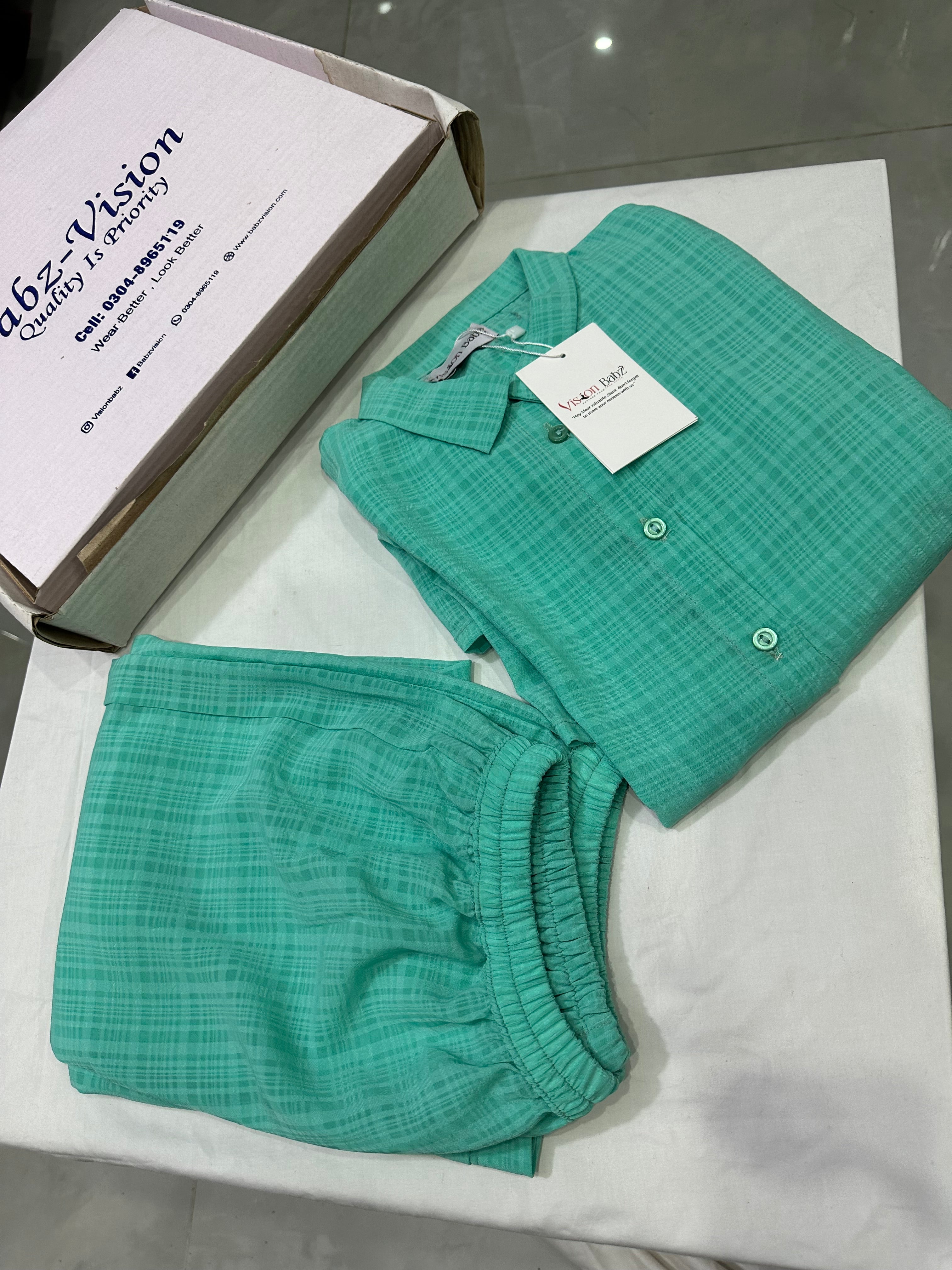 Basic solid button down Co ord sea green