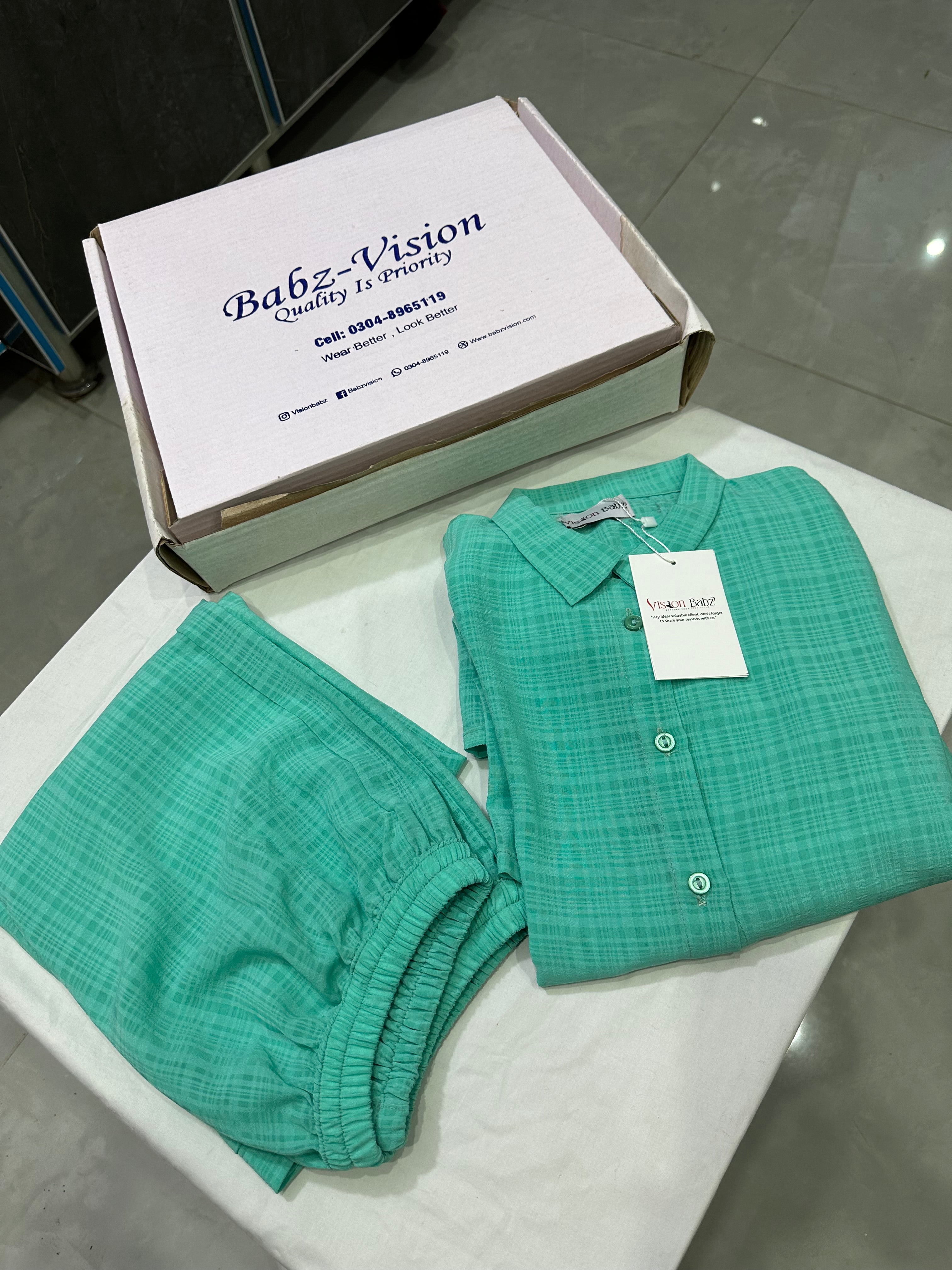 Basic solid button down Co ord sea green