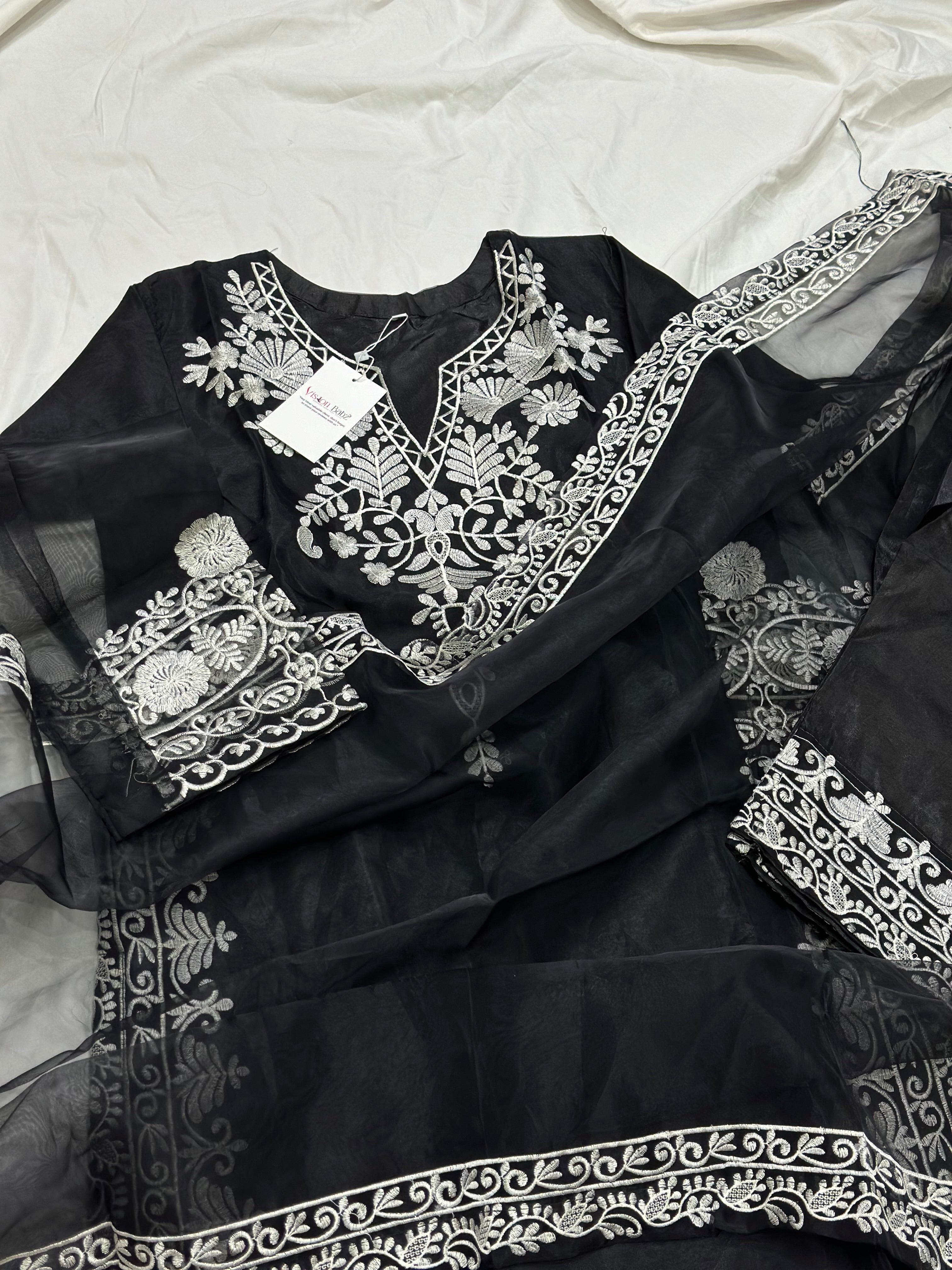 Chambeli embroidered 3 piece black