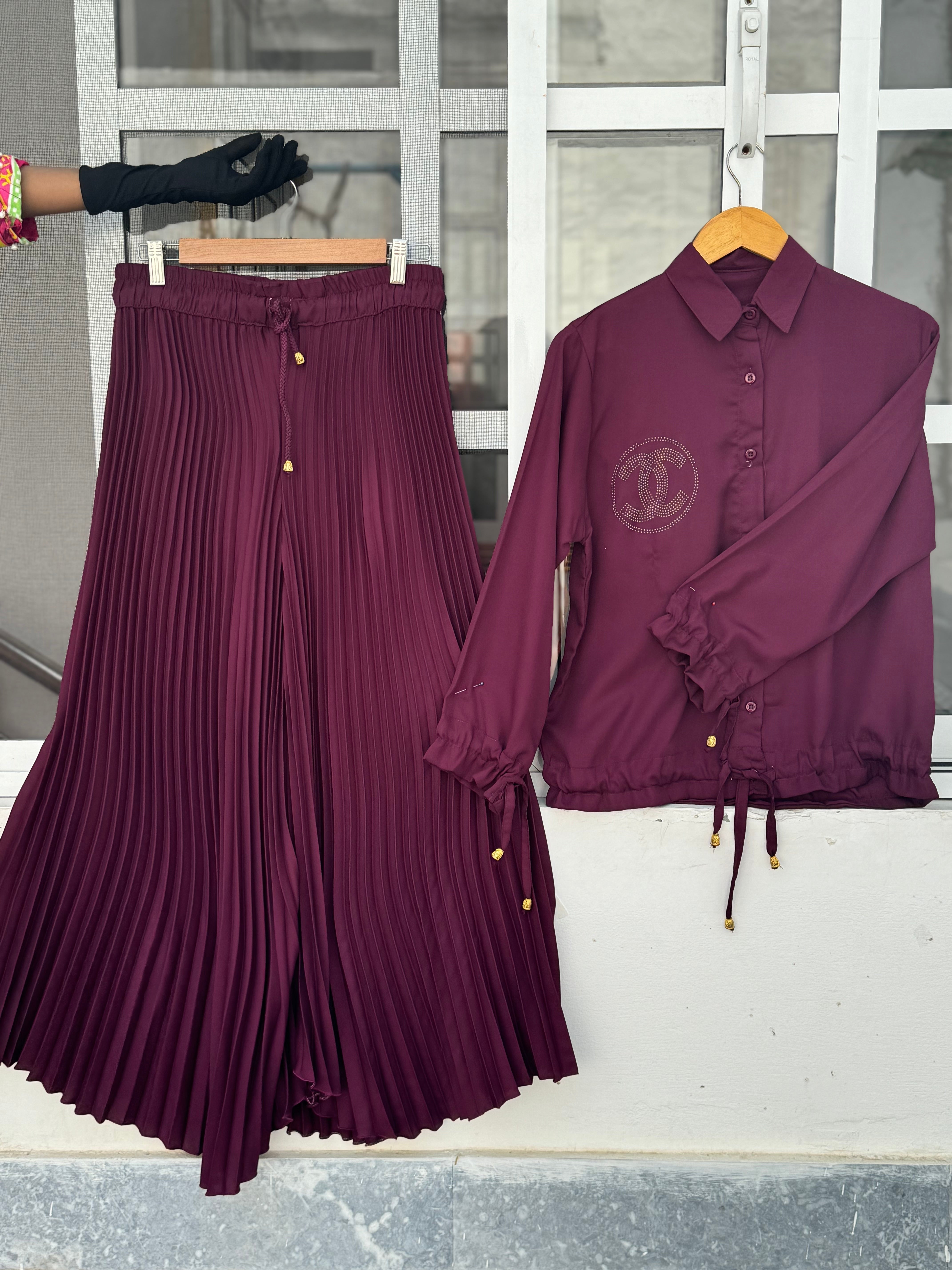 Elisa skirt and shirt plum