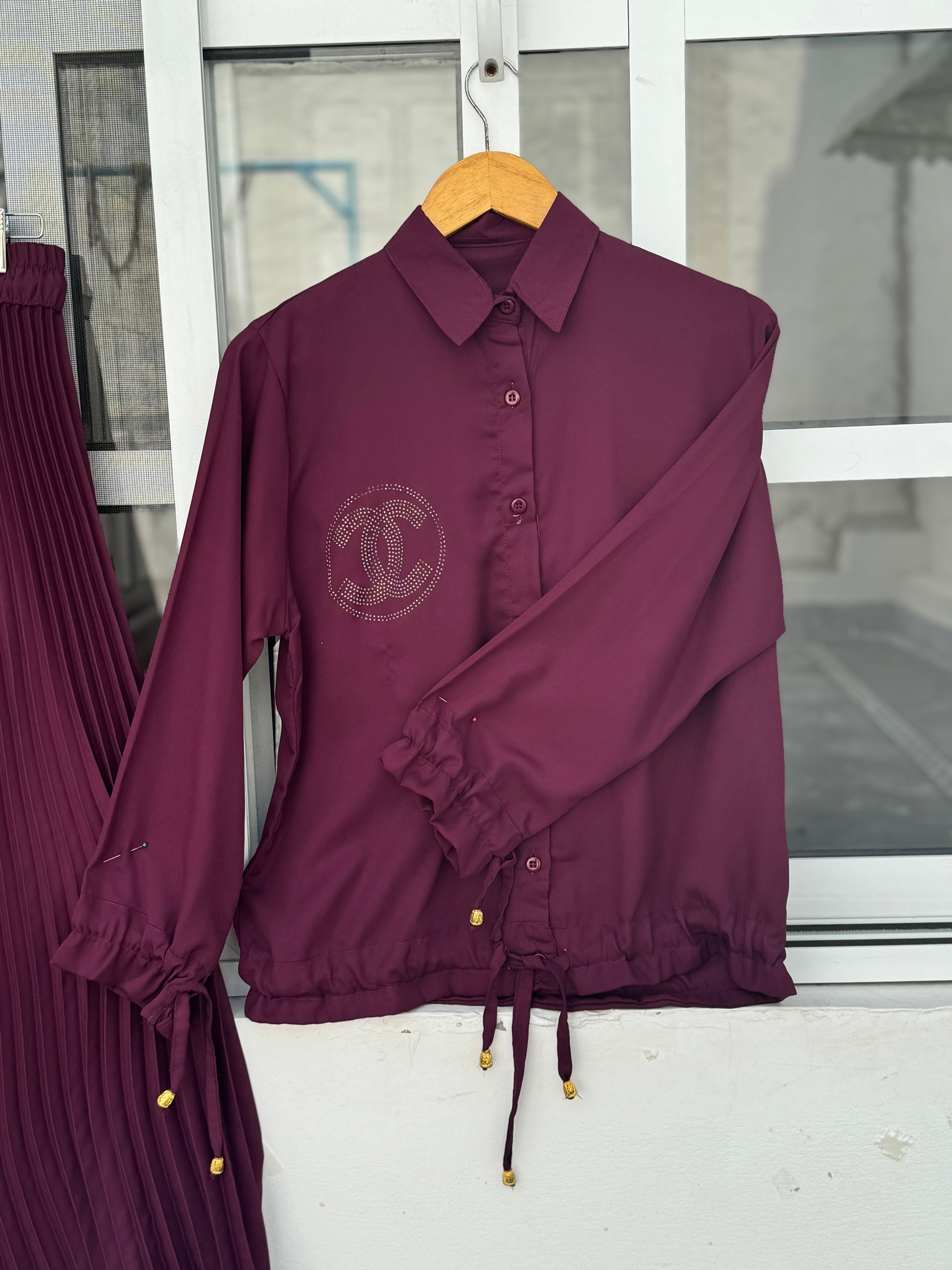 Elisa skirt and shirt plum