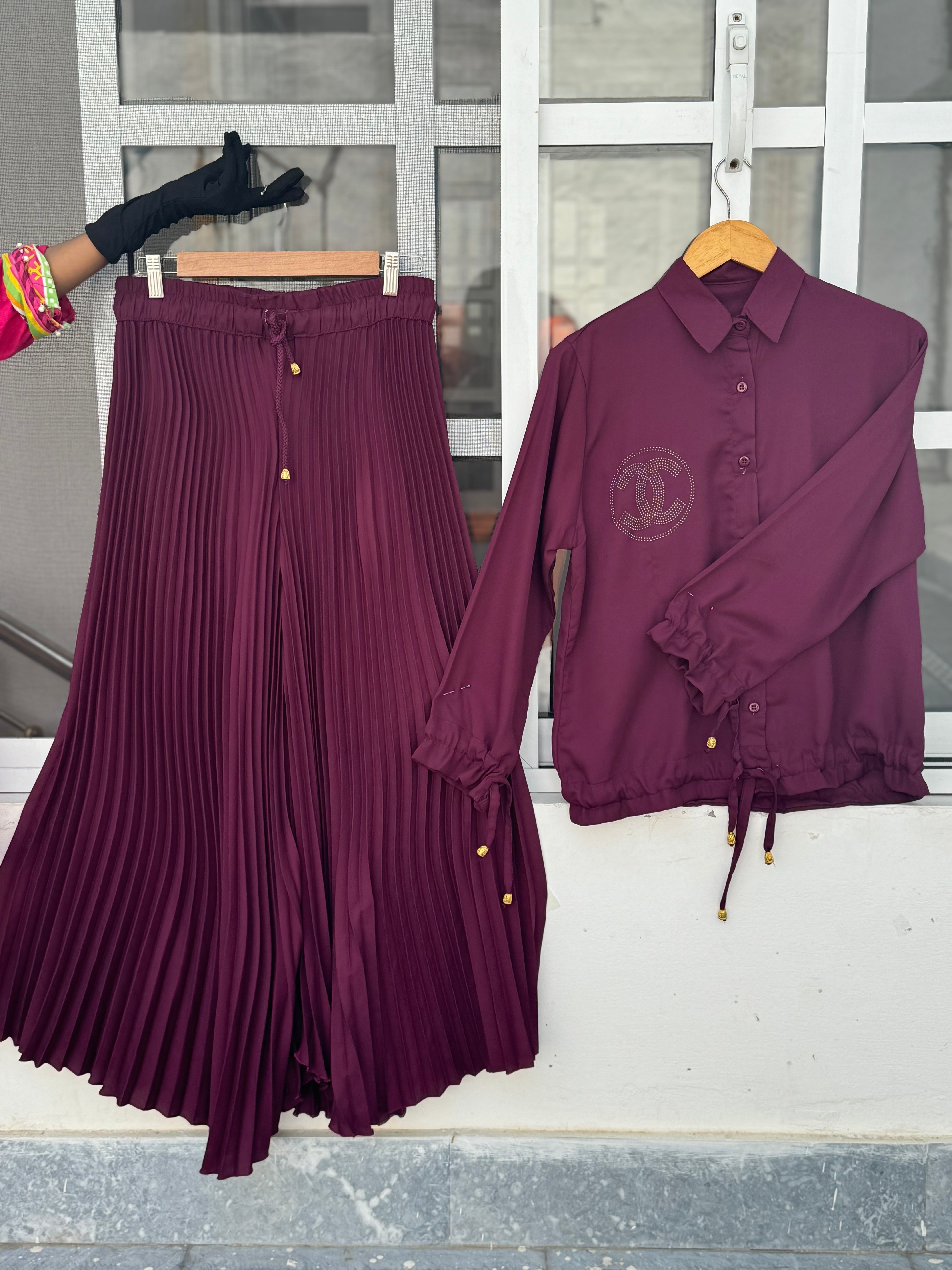 Elisa skirt and shirt plum