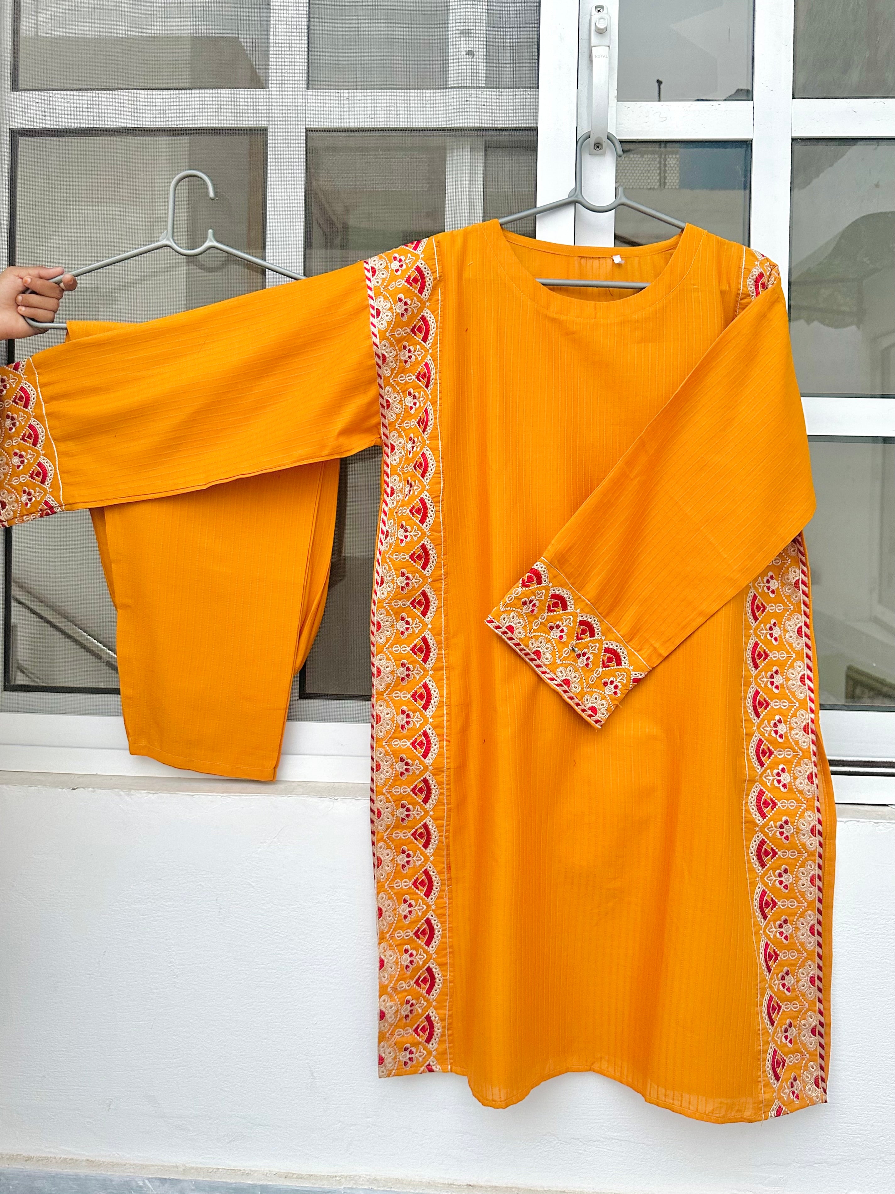 Mehru embroidered 2 piece mustard