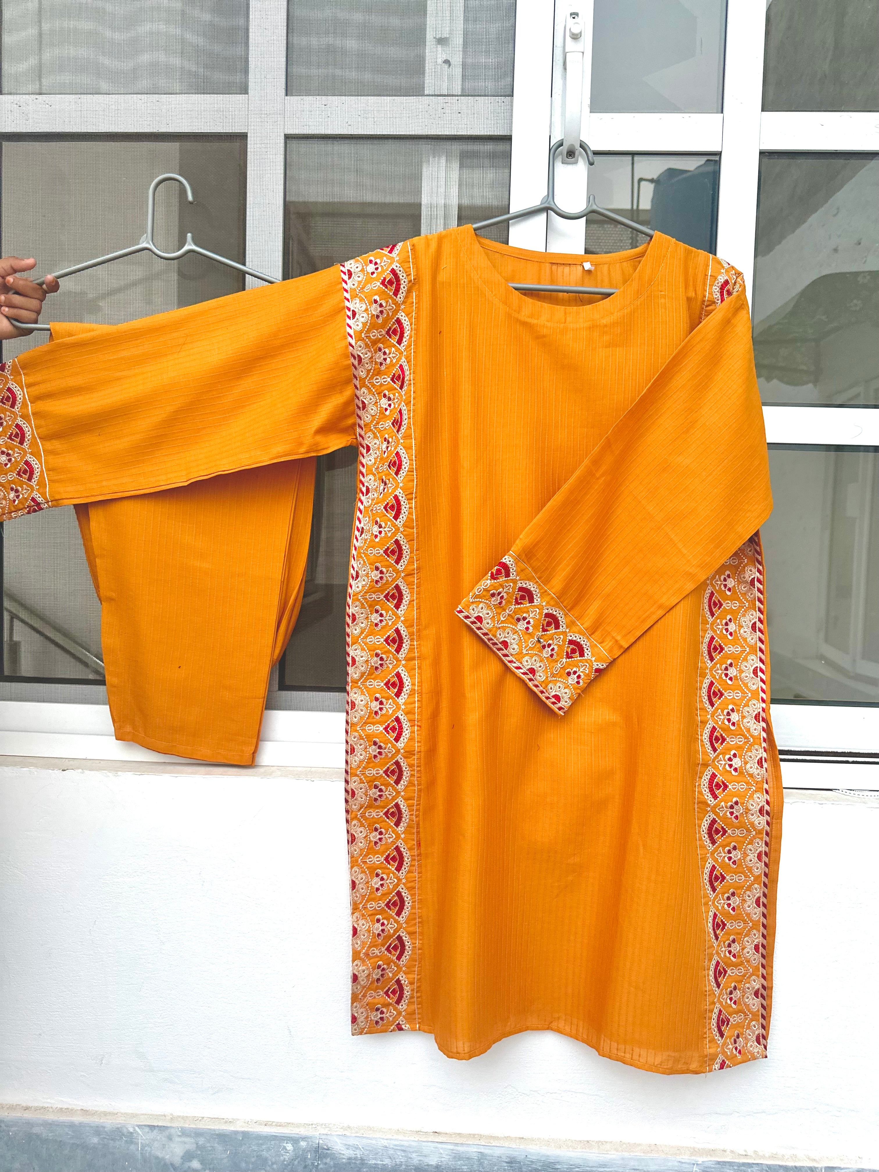 Mehru embroidered 2 piece mustard