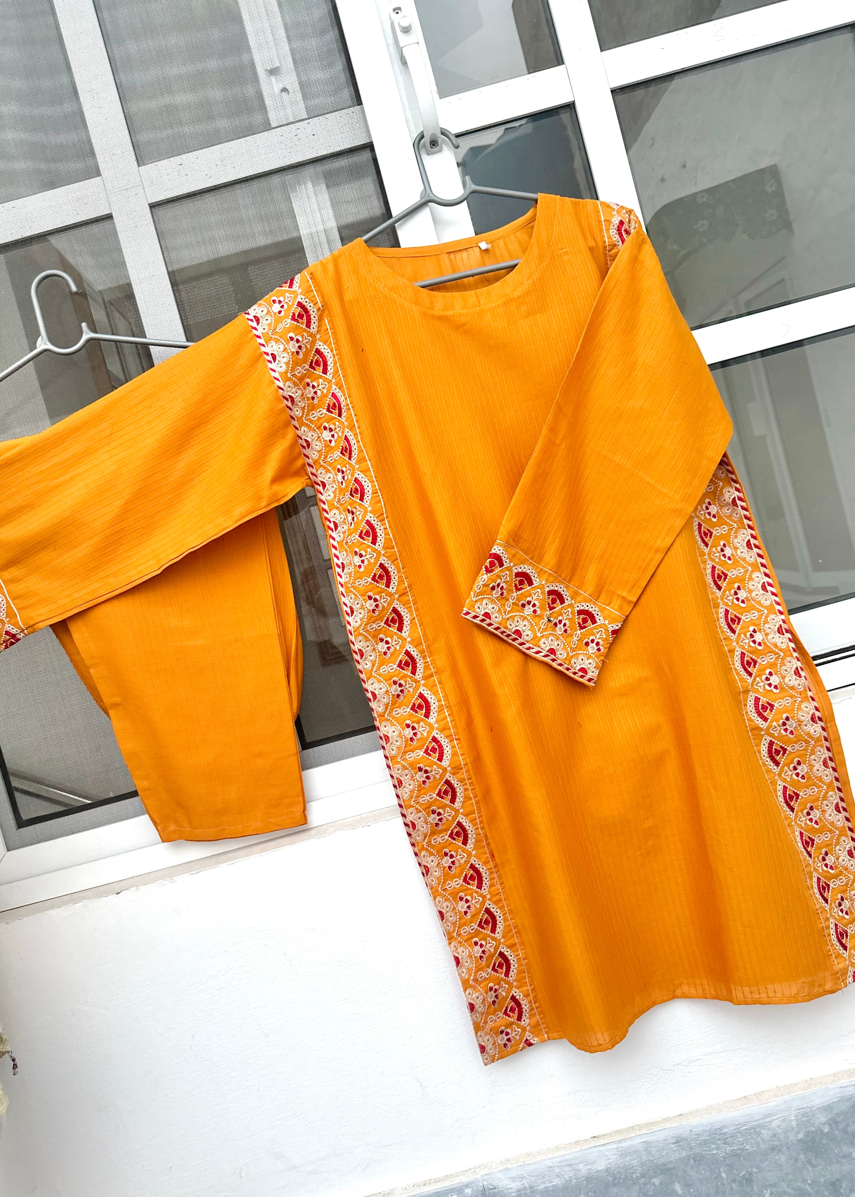 Mehru embroidered 2 piece mustard