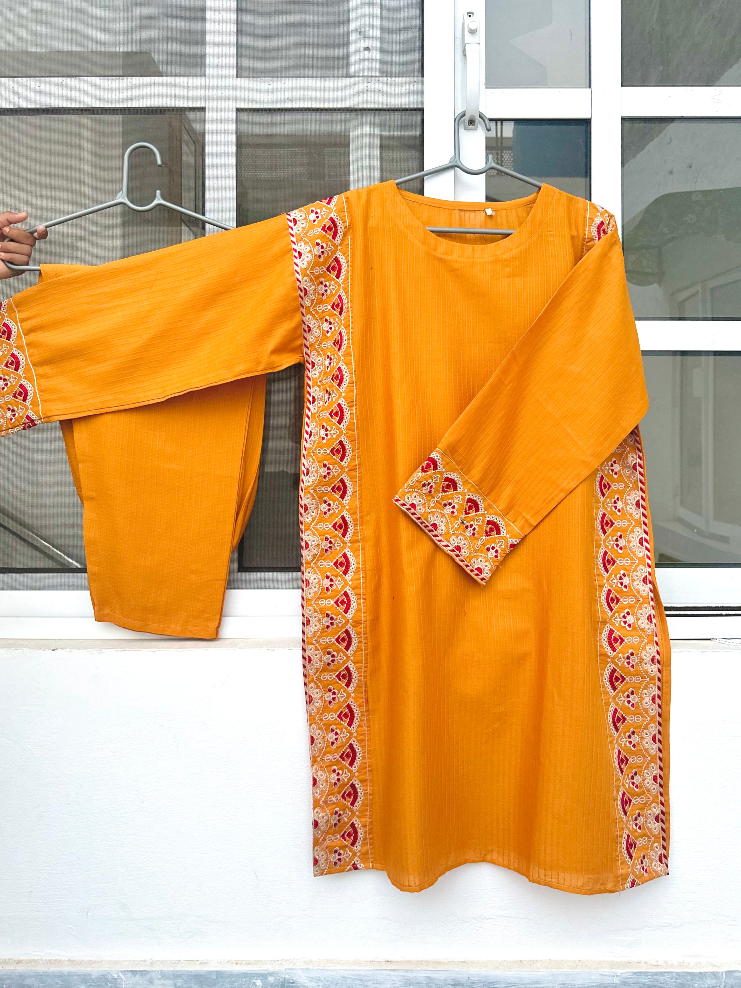 Mehru embroidered 2 piece mustard