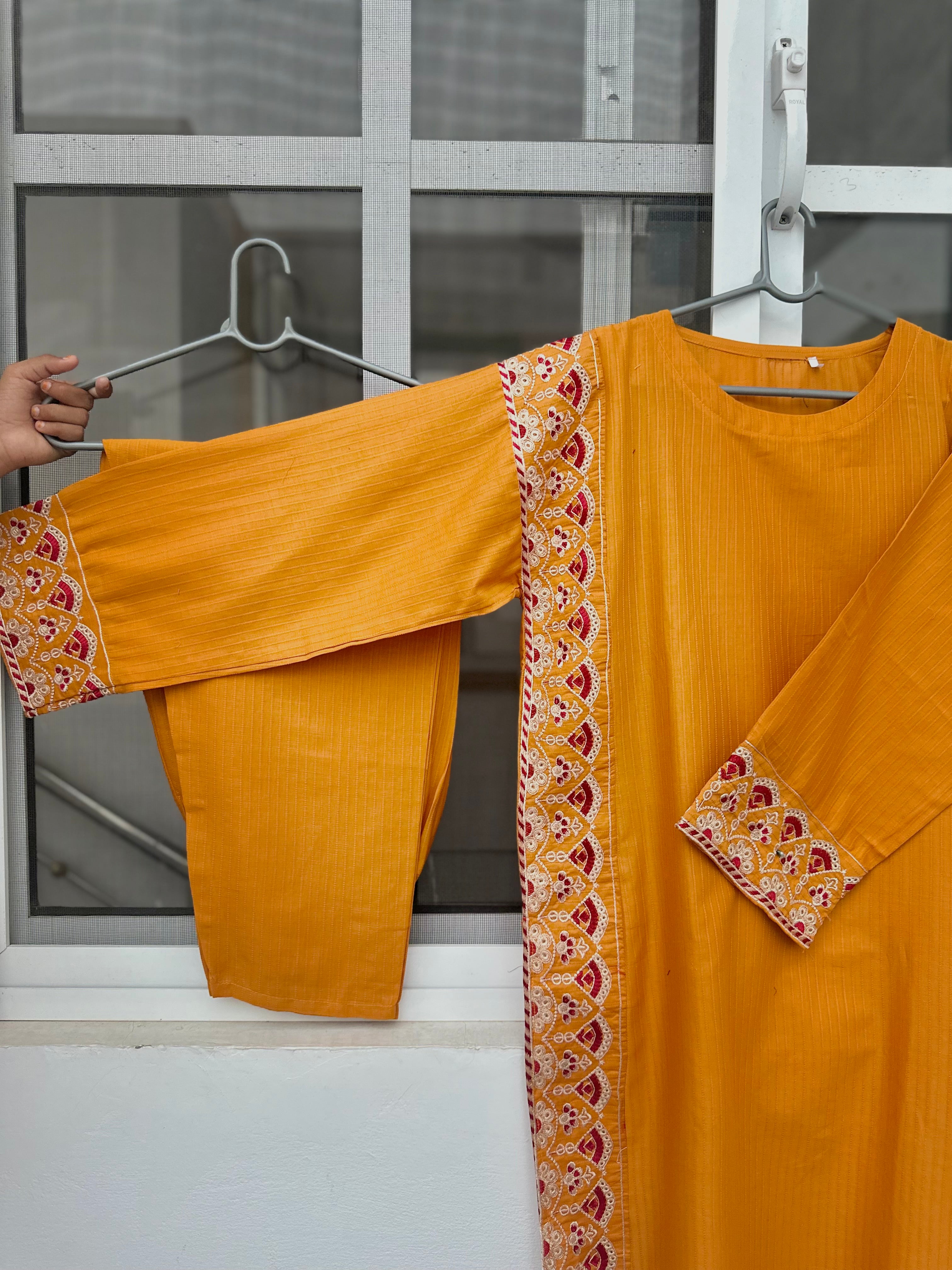 Mehru embroidered 2 piece mustard