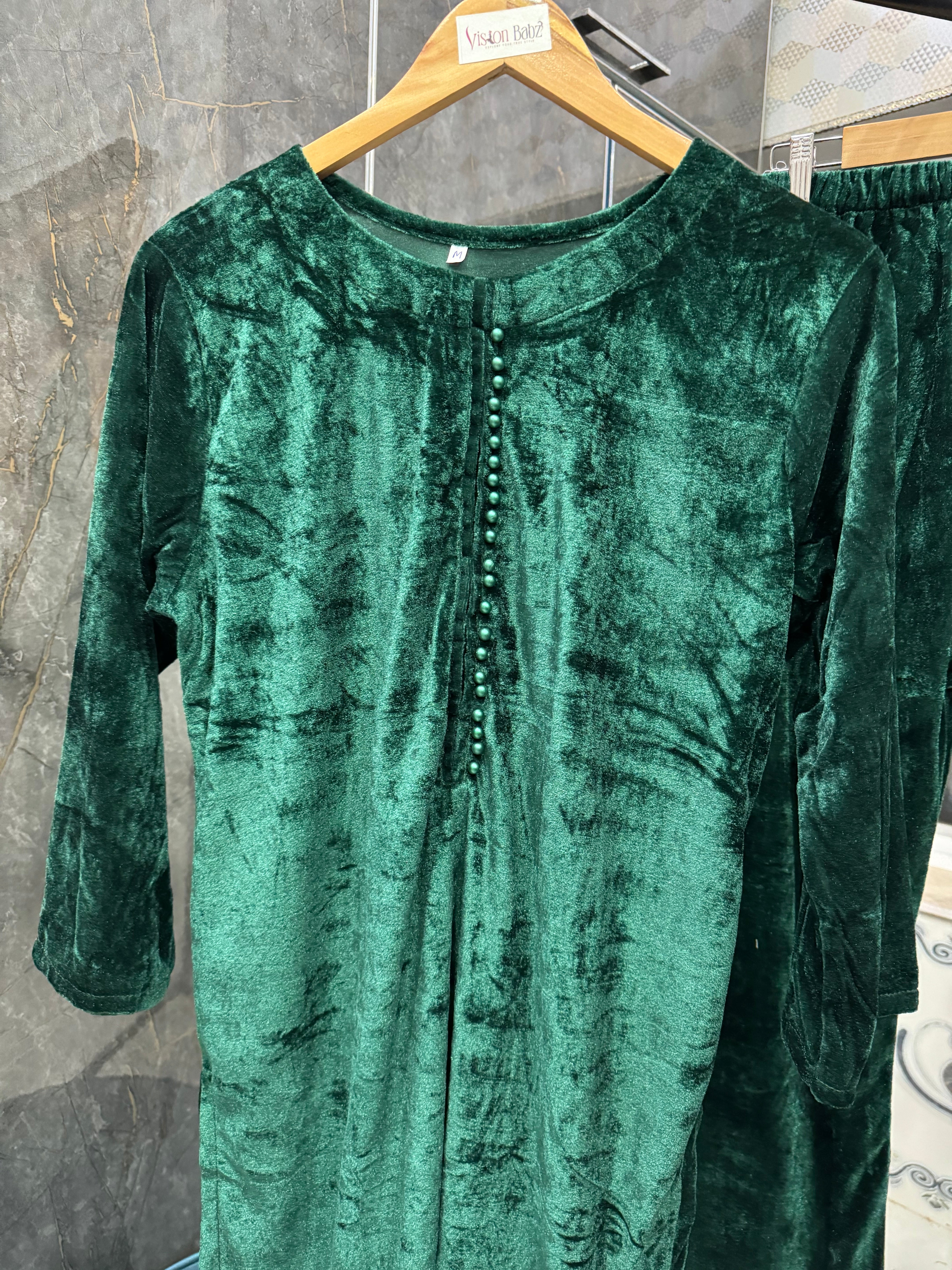 Velvet solid 2 piece emerald