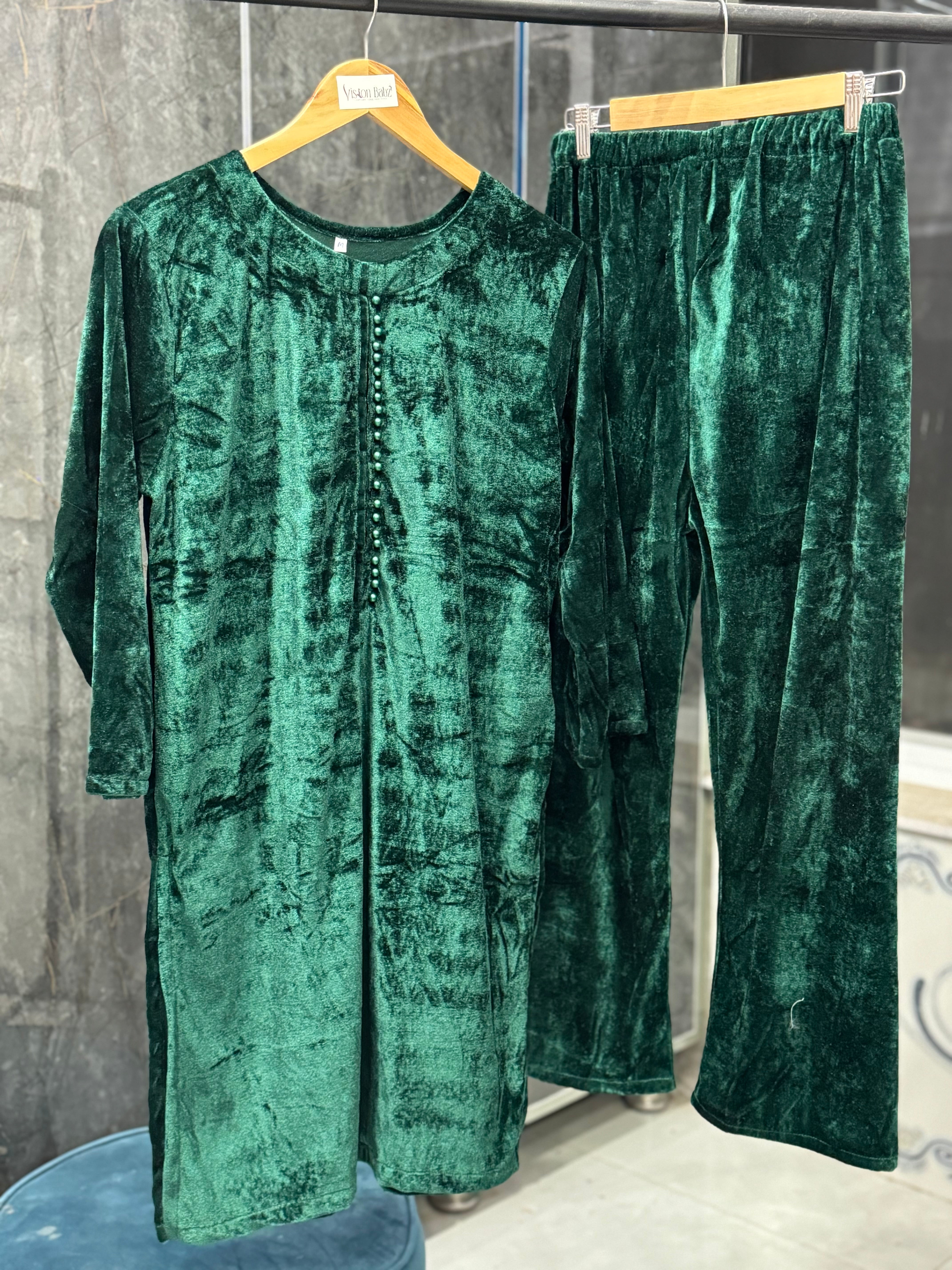 Velvet solid 2 piece emerald