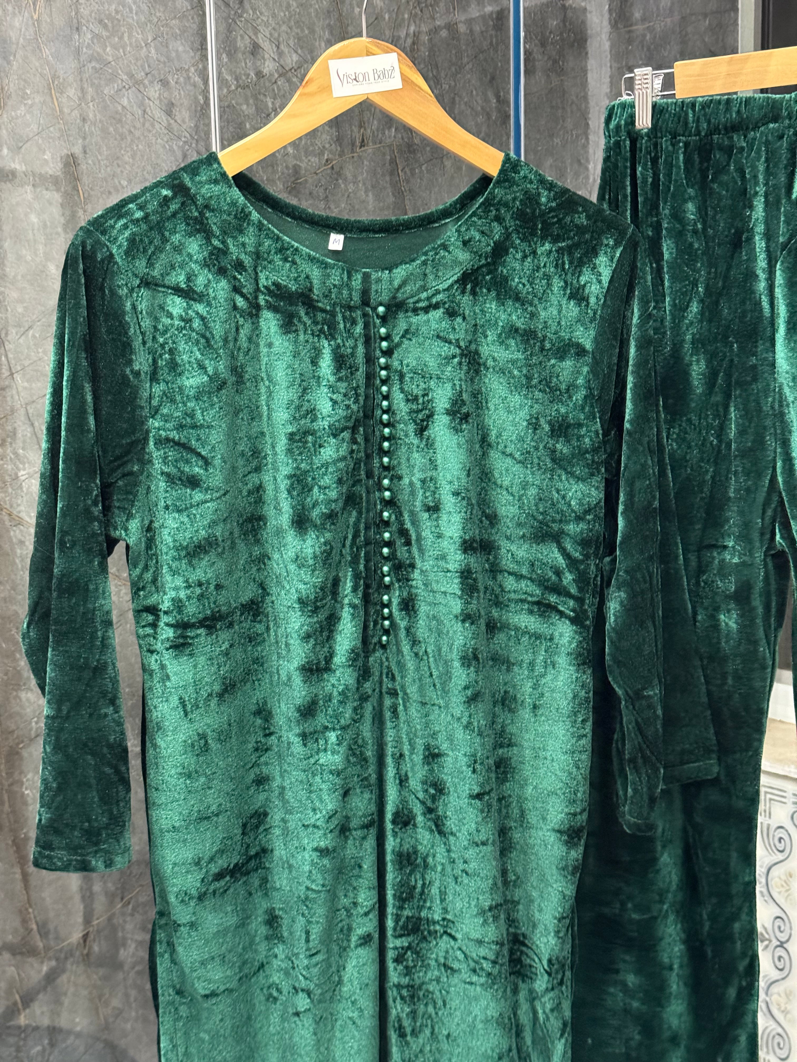 Velvet solid 2 piece emerald