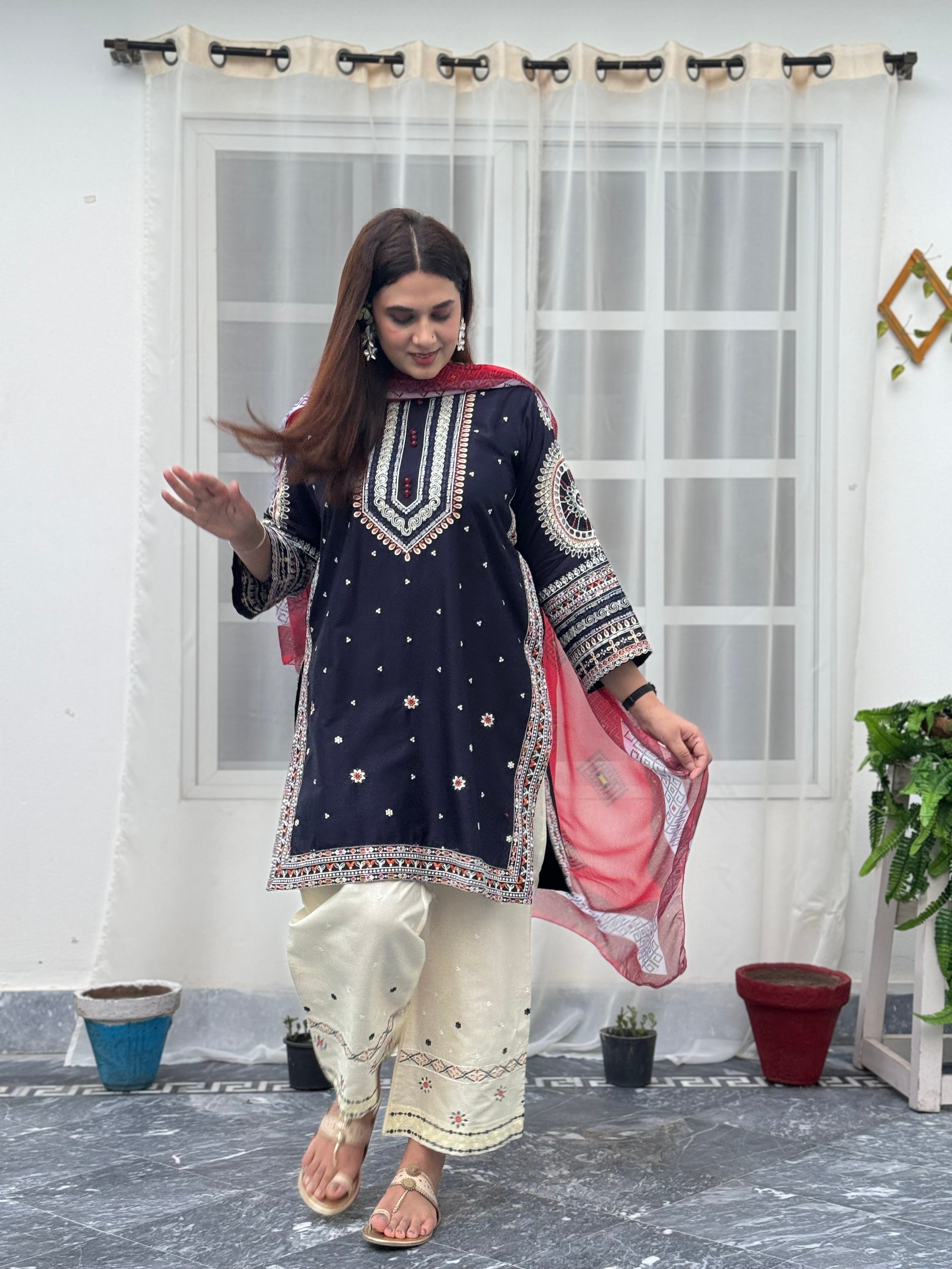 Geet embroidered 3 pc