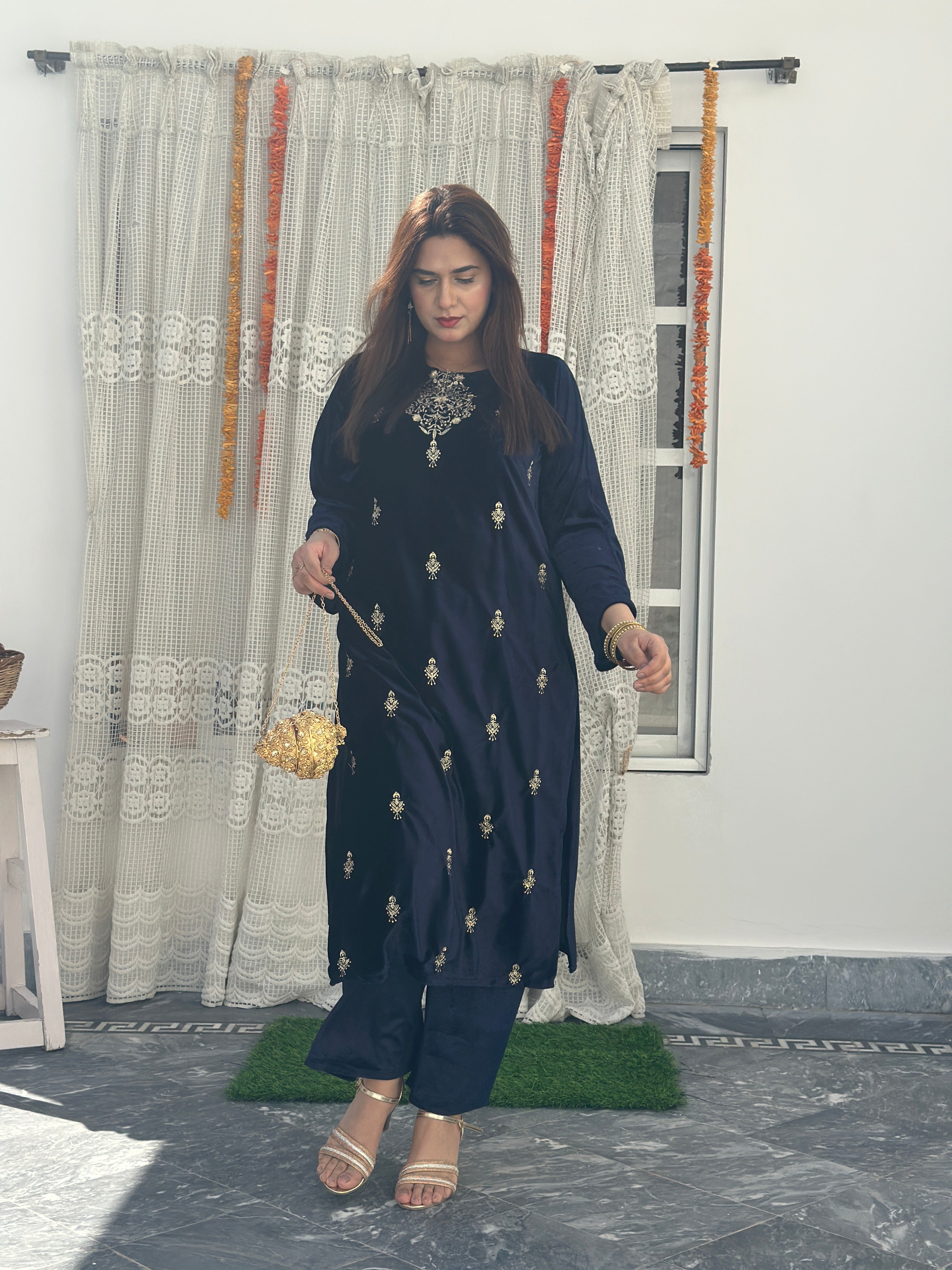 Velvet 2 piece navy