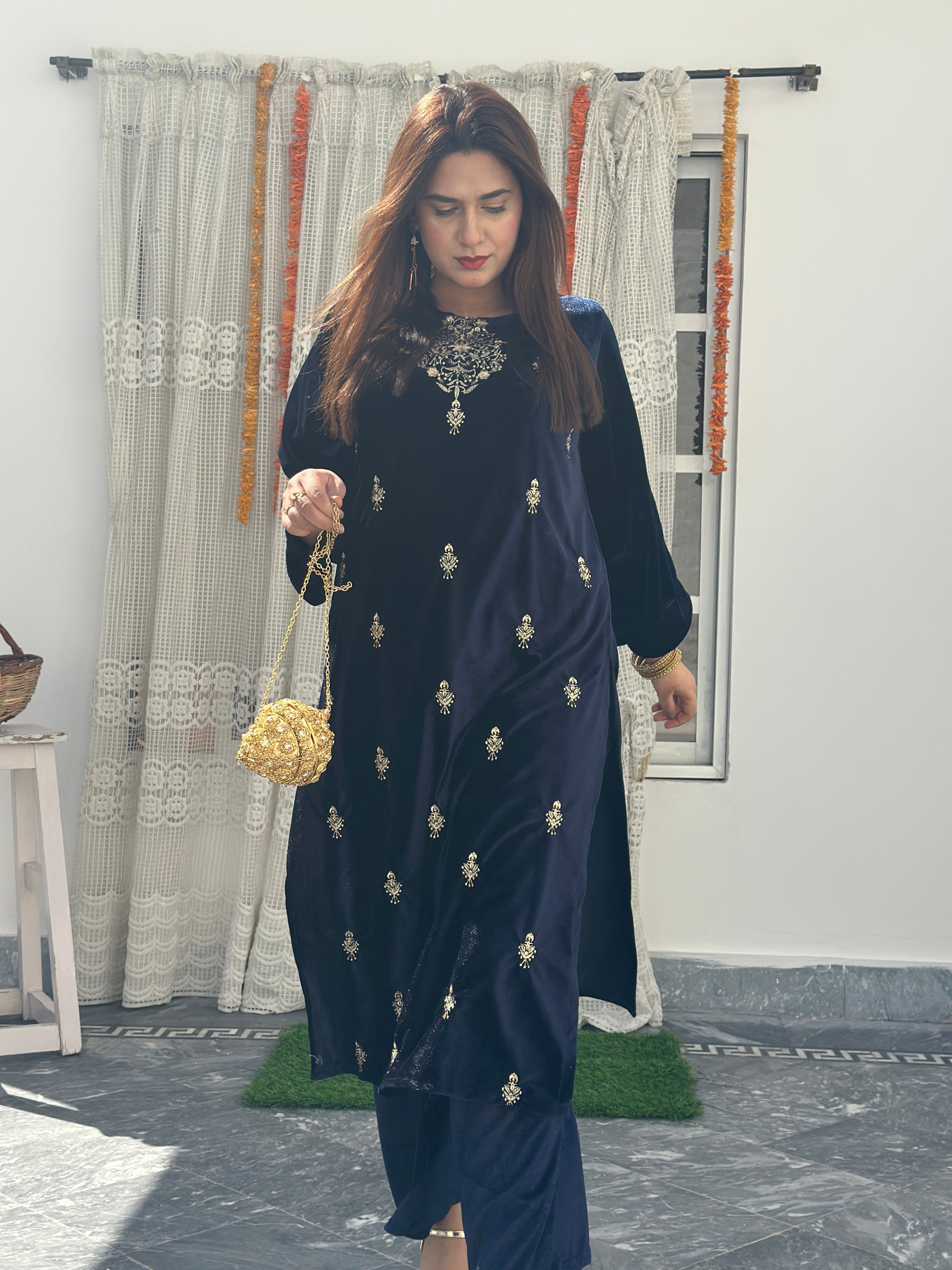 Velvet 2 piece navy