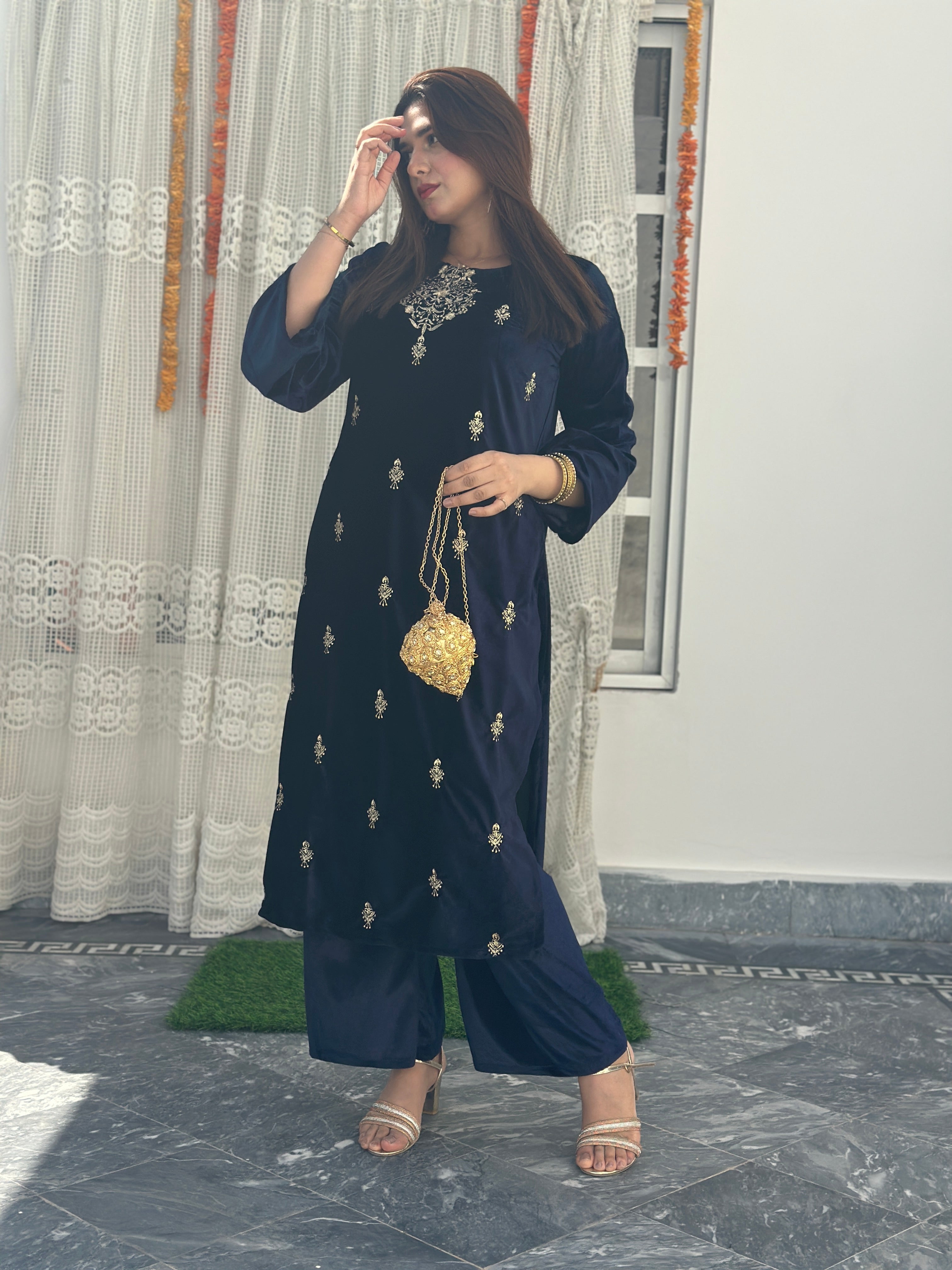 Velvet 2 piece navy