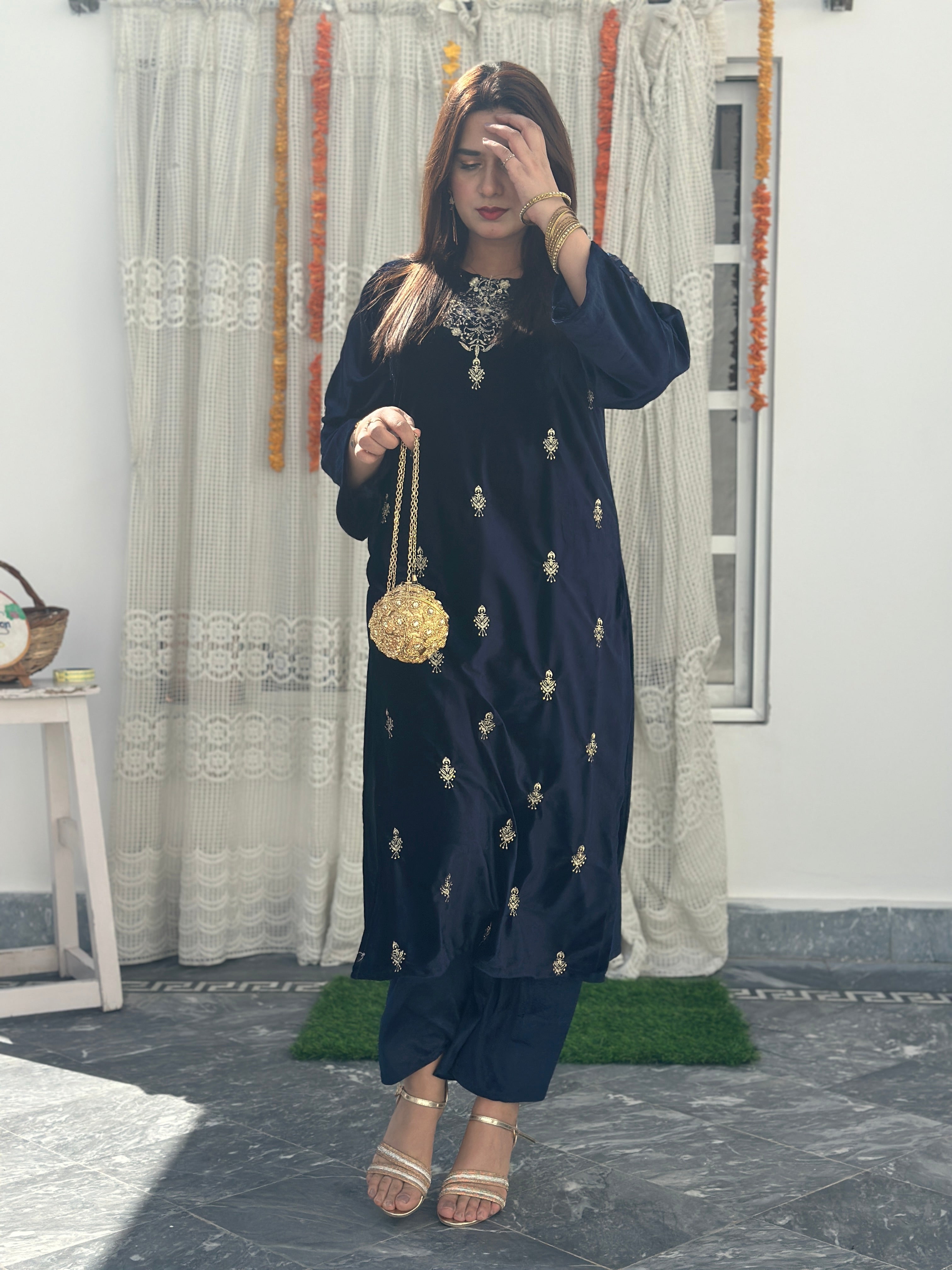 Velvet 2 piece navy
