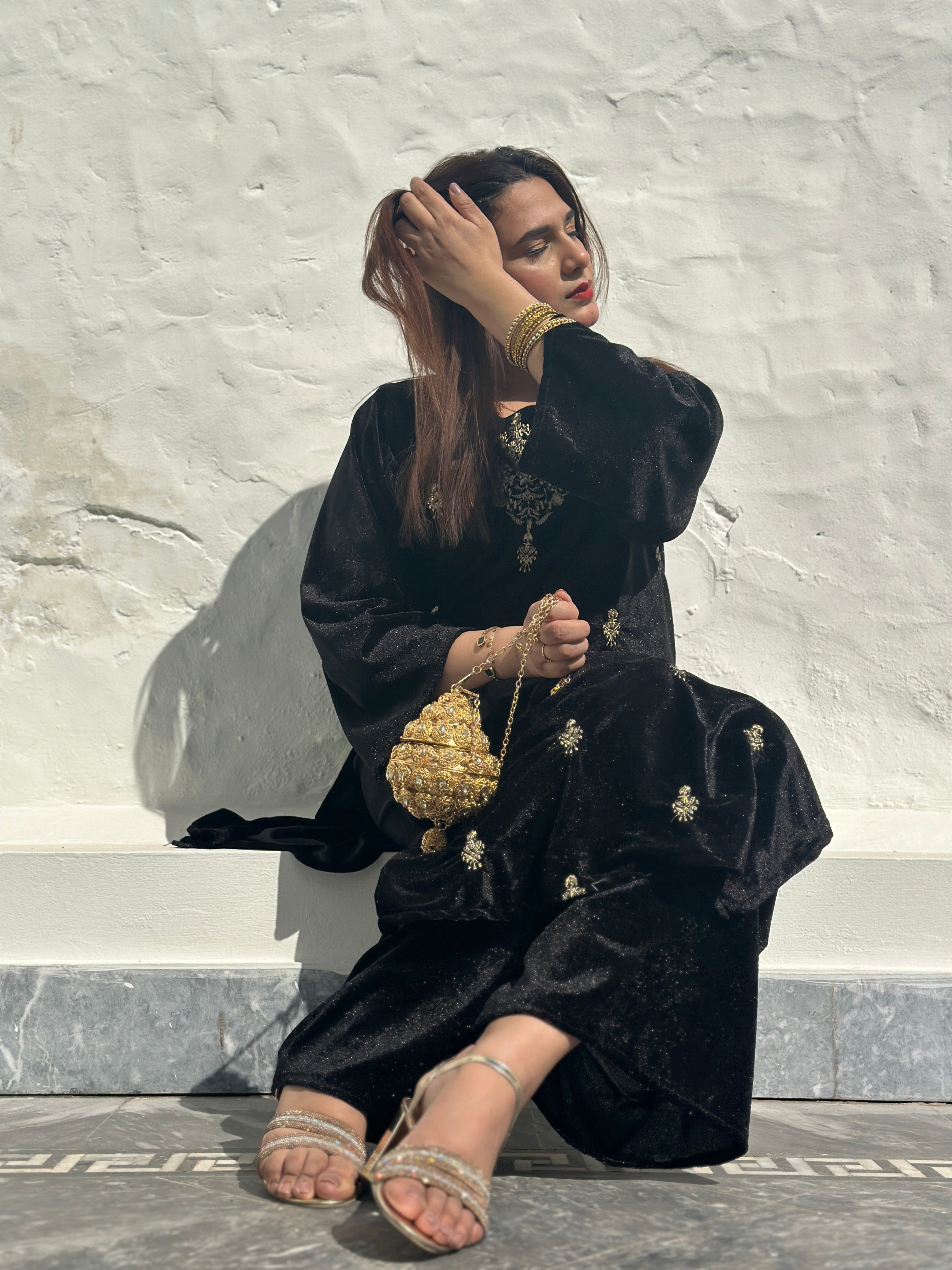 Velvet 2 piece black
