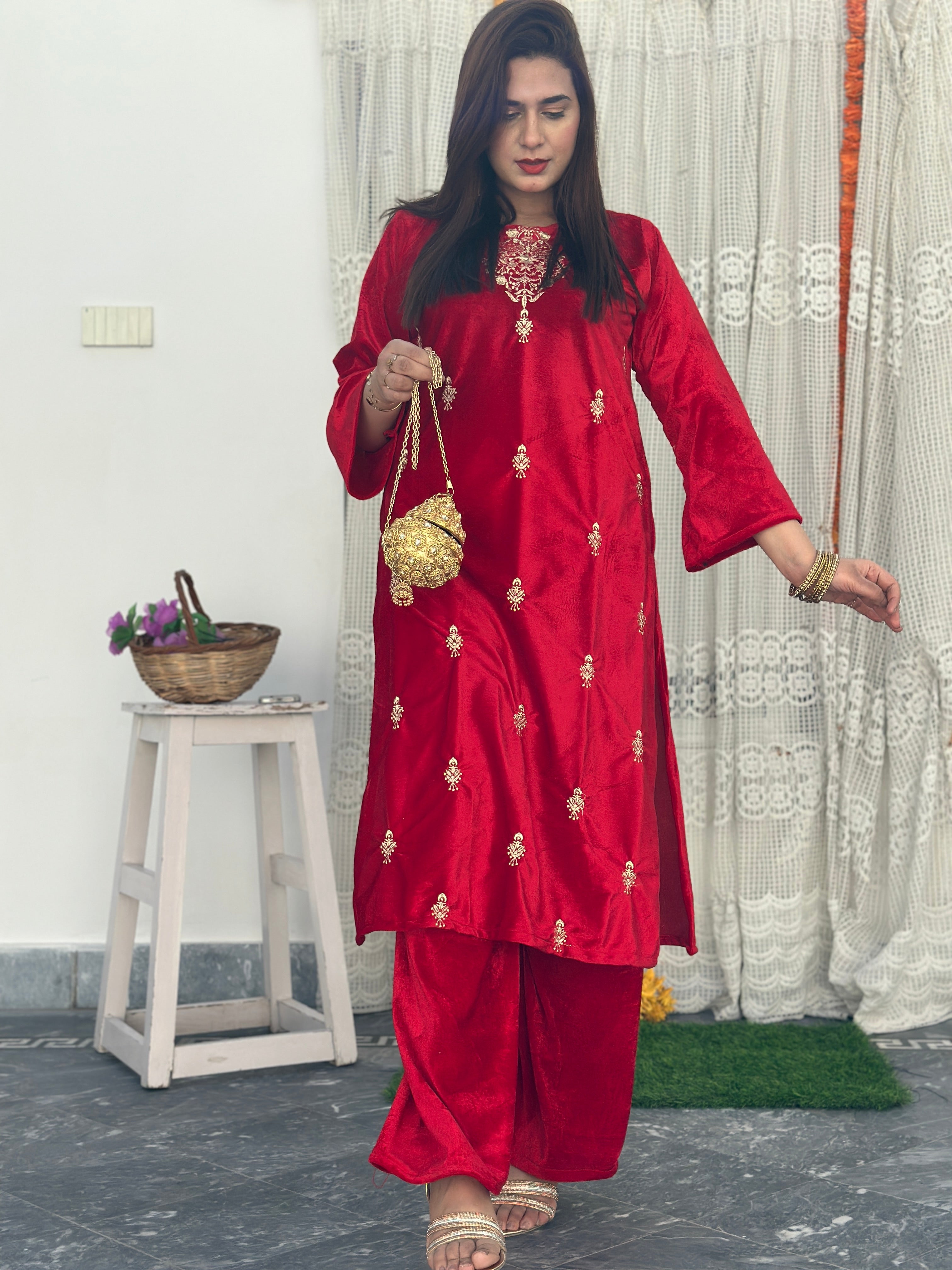 Velvet 2 piece red