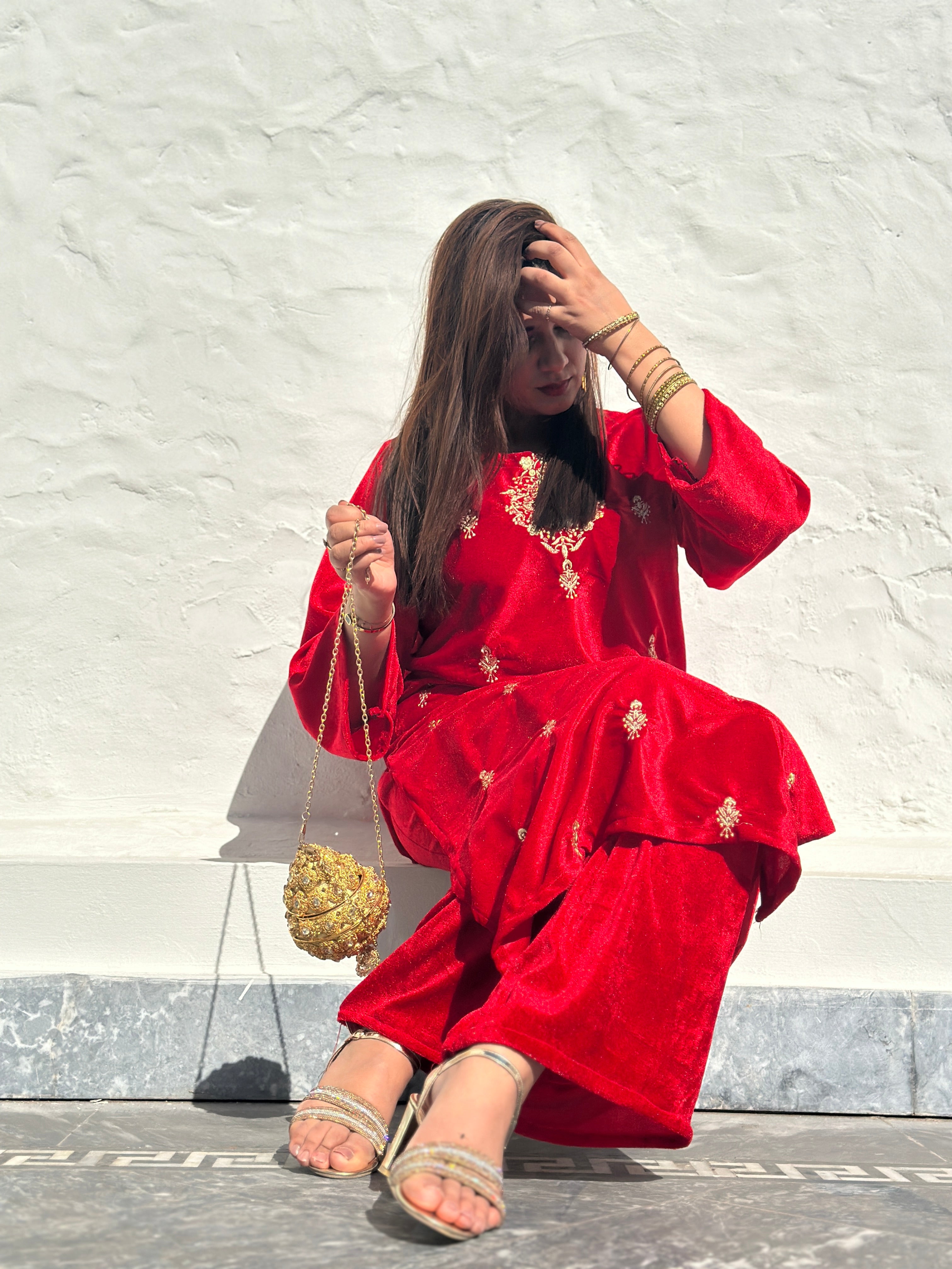 Velvet 2 piece red
