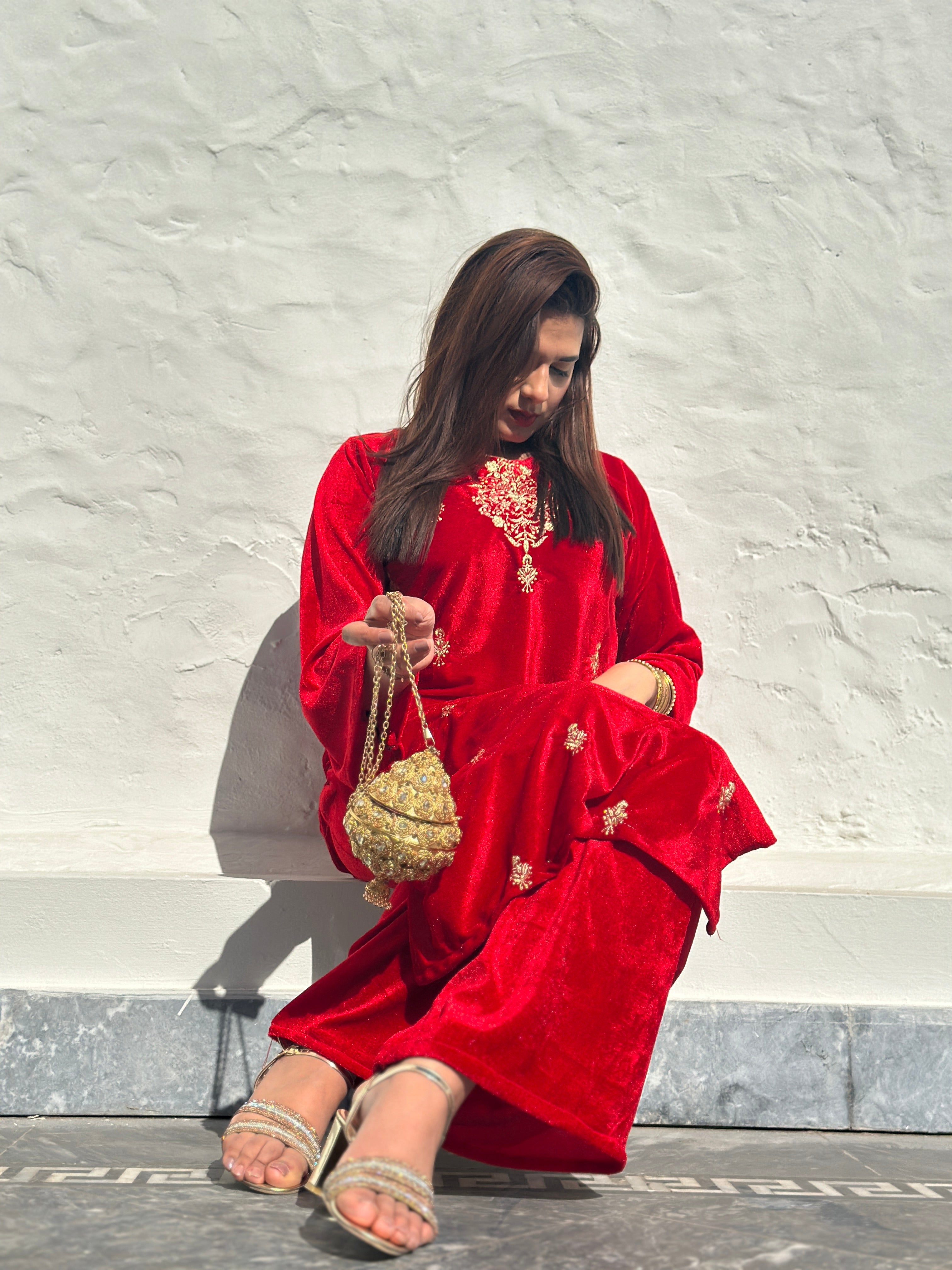 Velvet 2 piece red