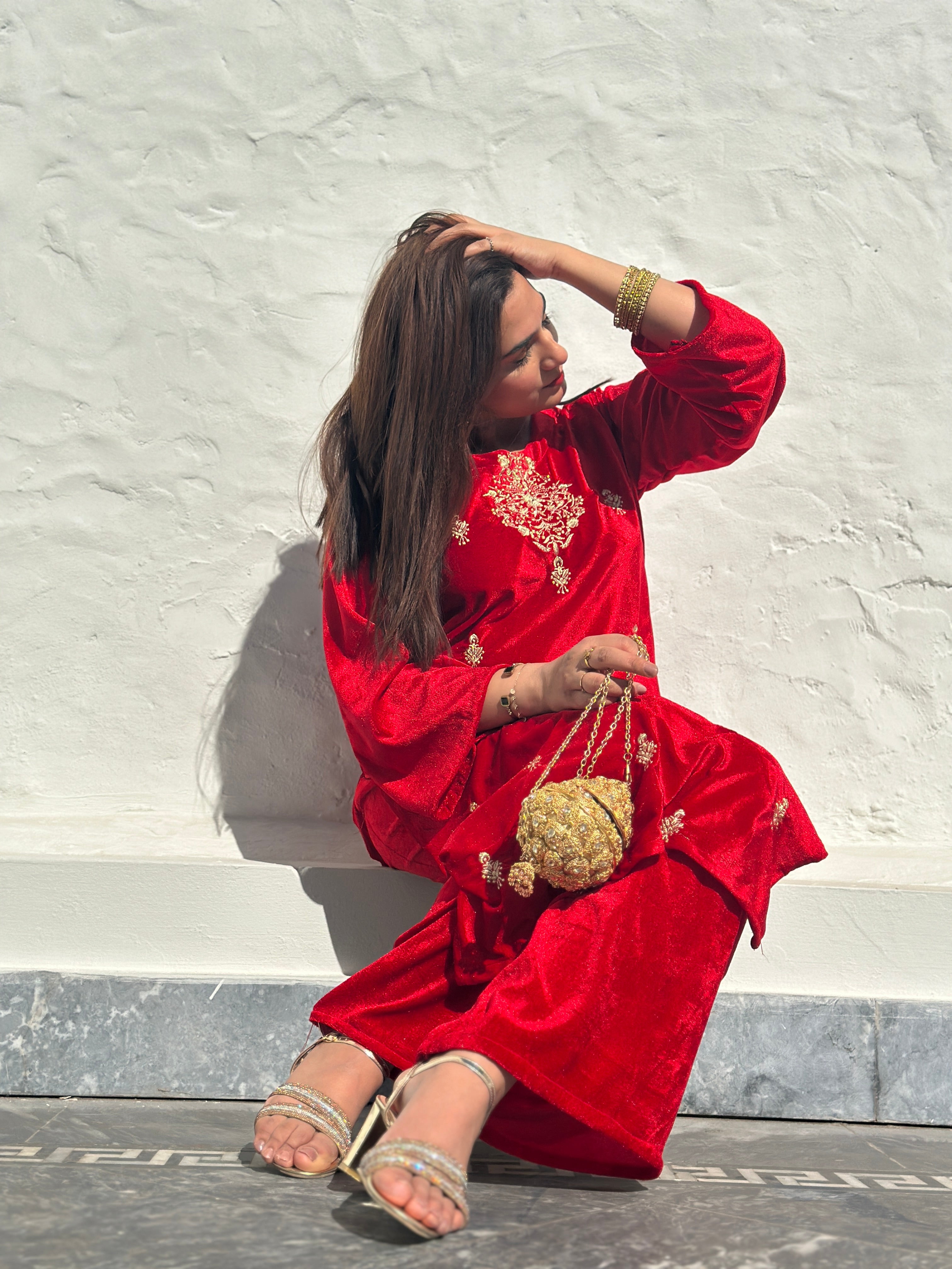 Velvet 2 piece red