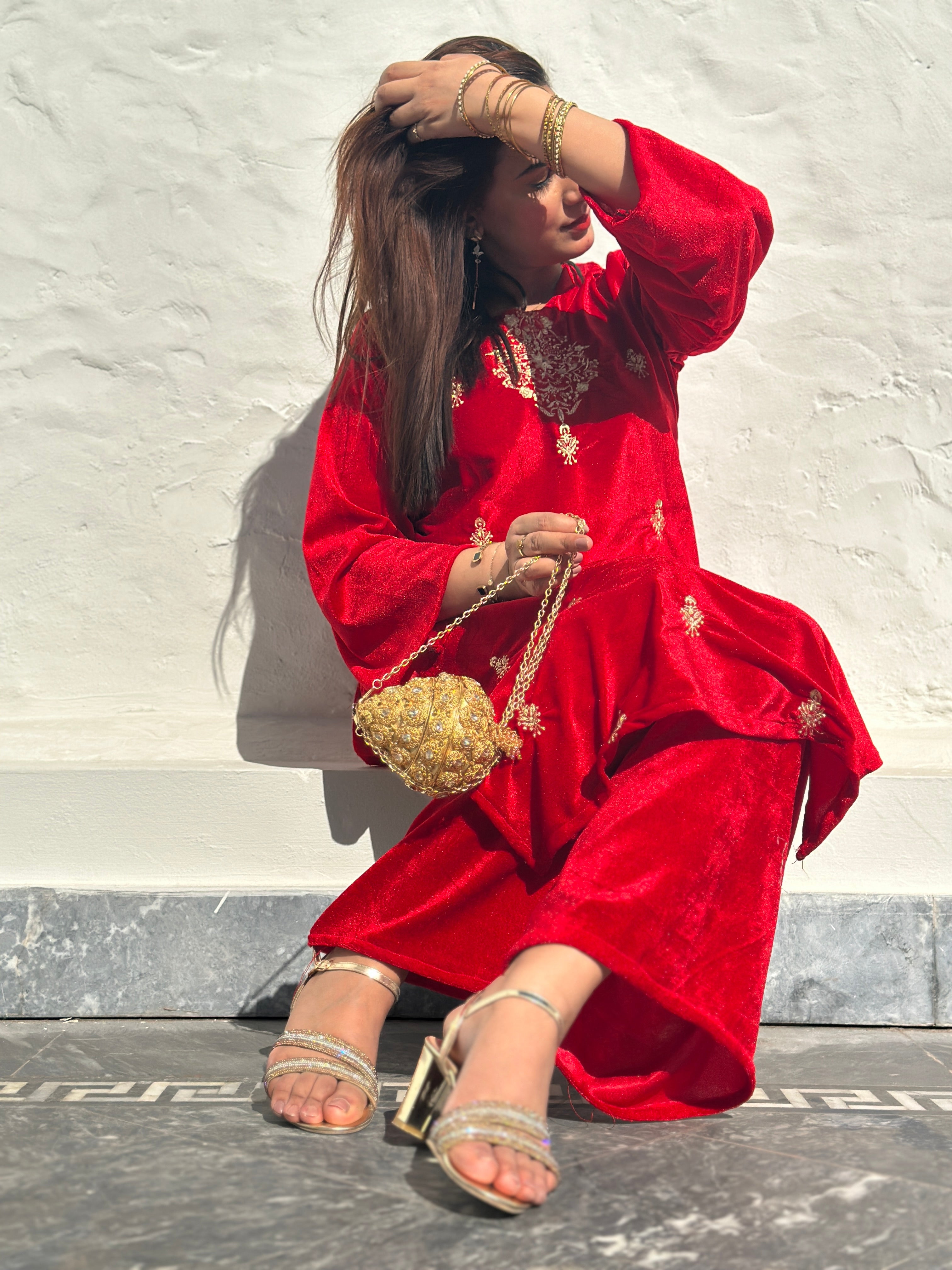 Velvet 2 piece red