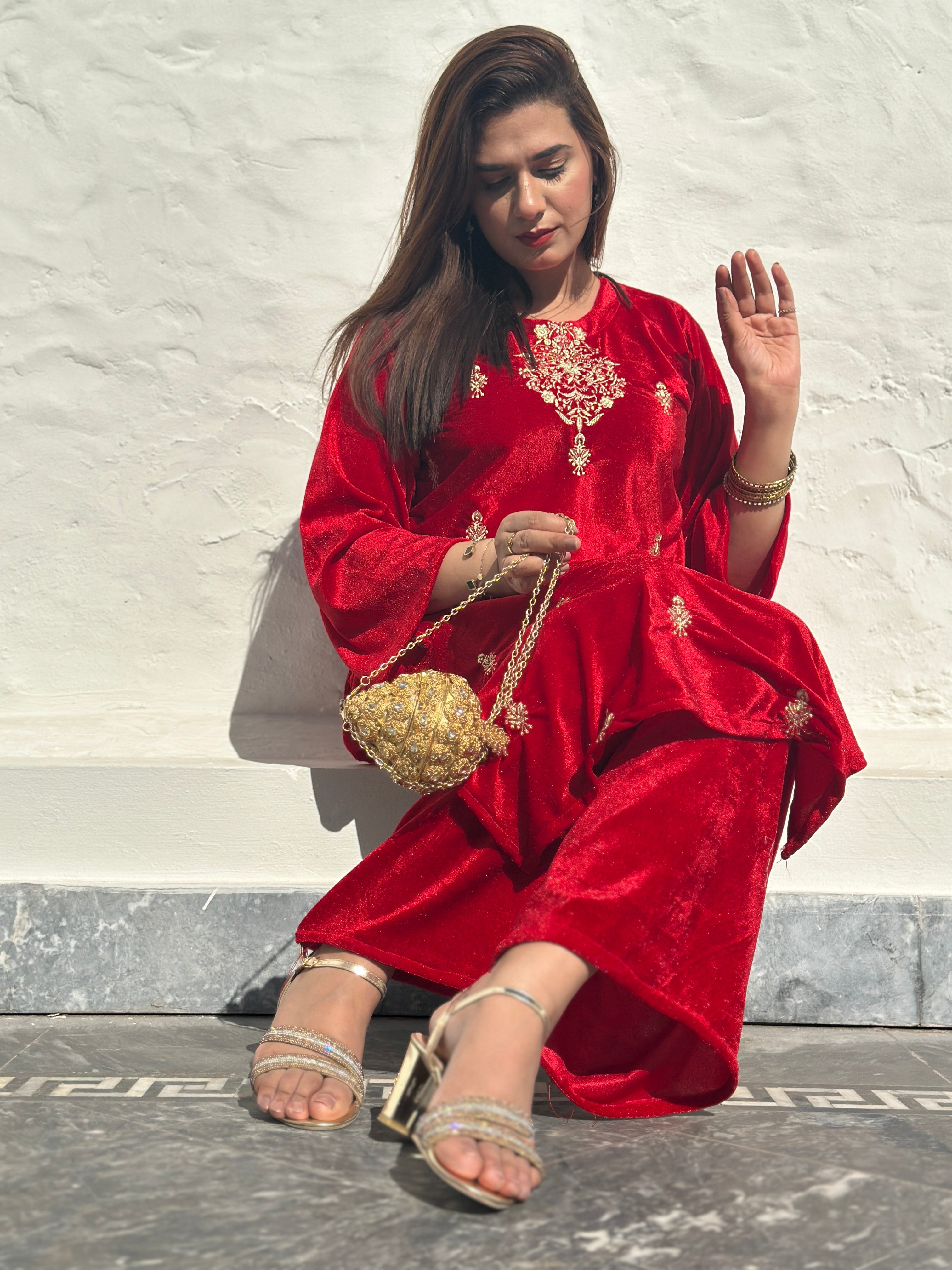 Velvet 2 piece red