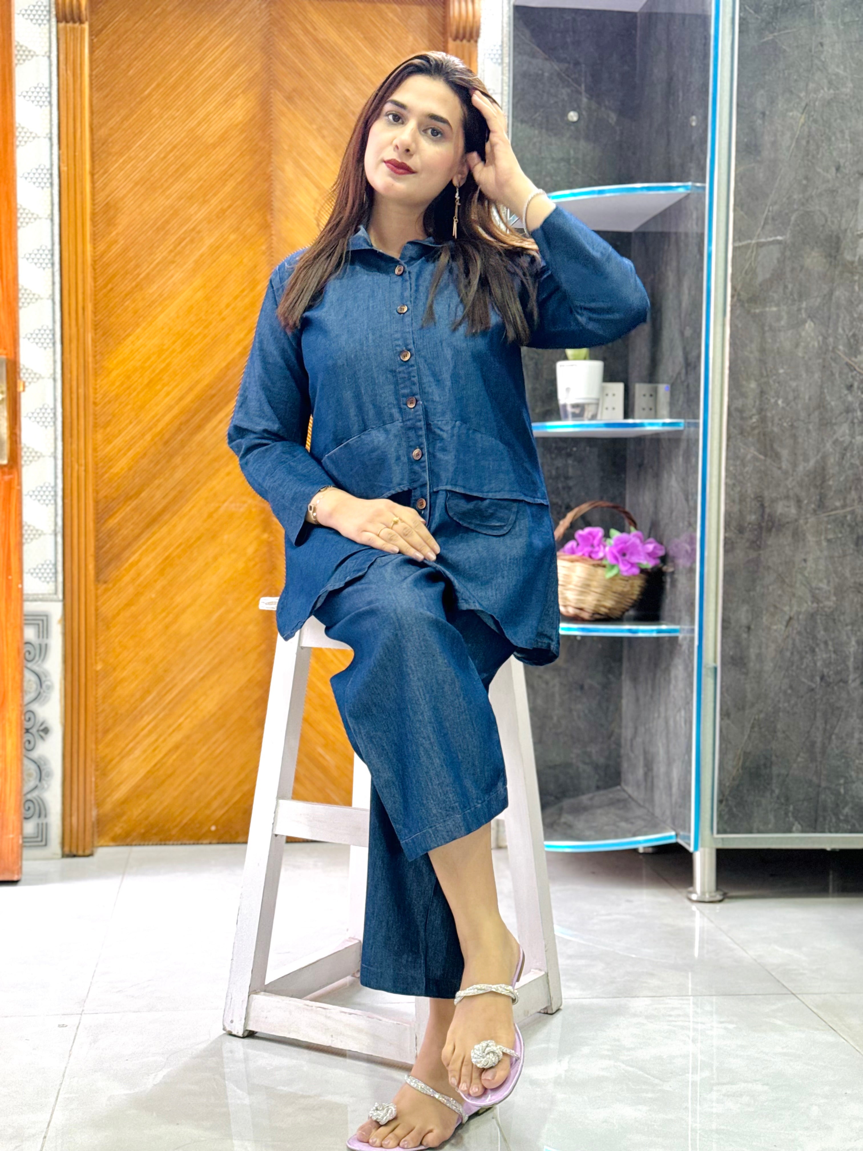 Summer denim co ord  blue l