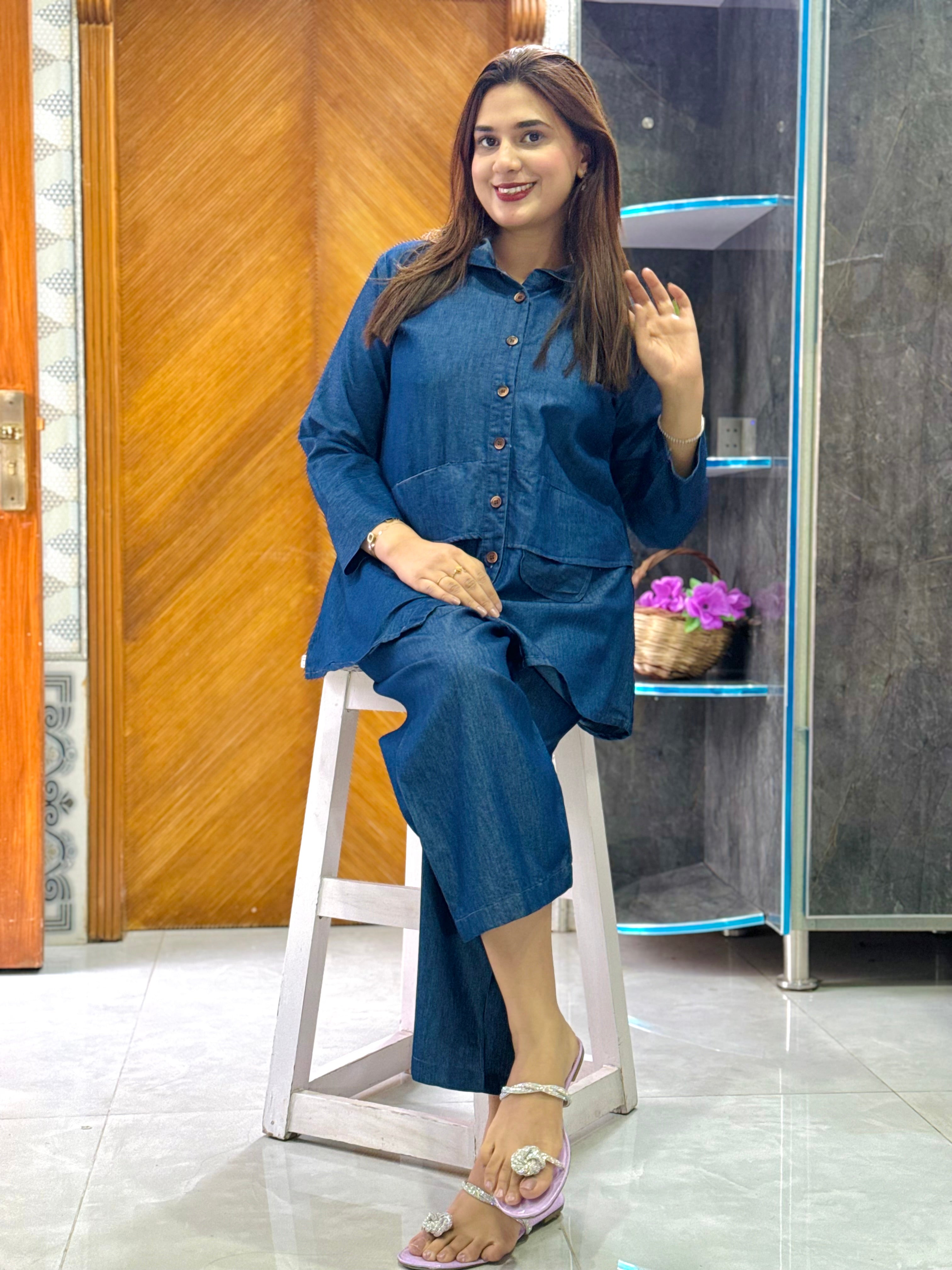 Summer denim co ord  blue l