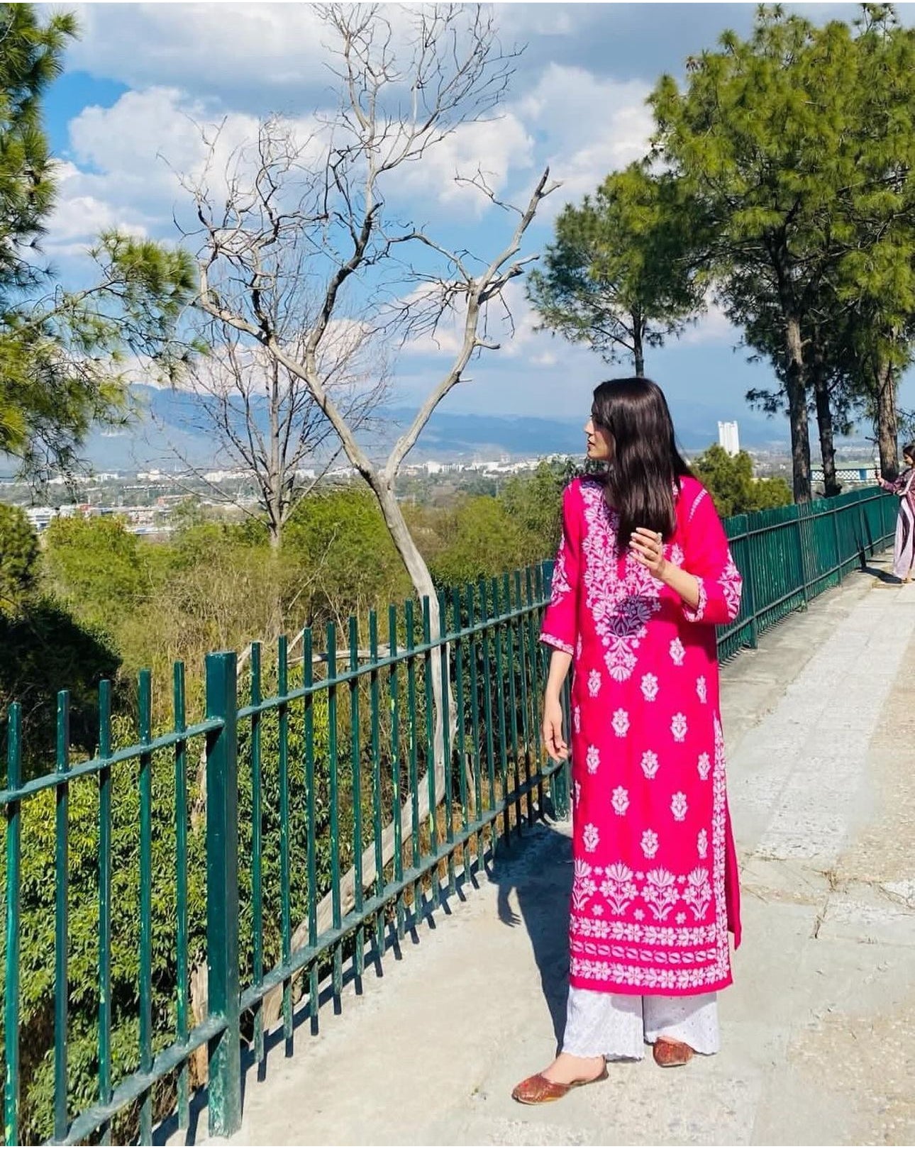 Indian chikan kari kurta pink