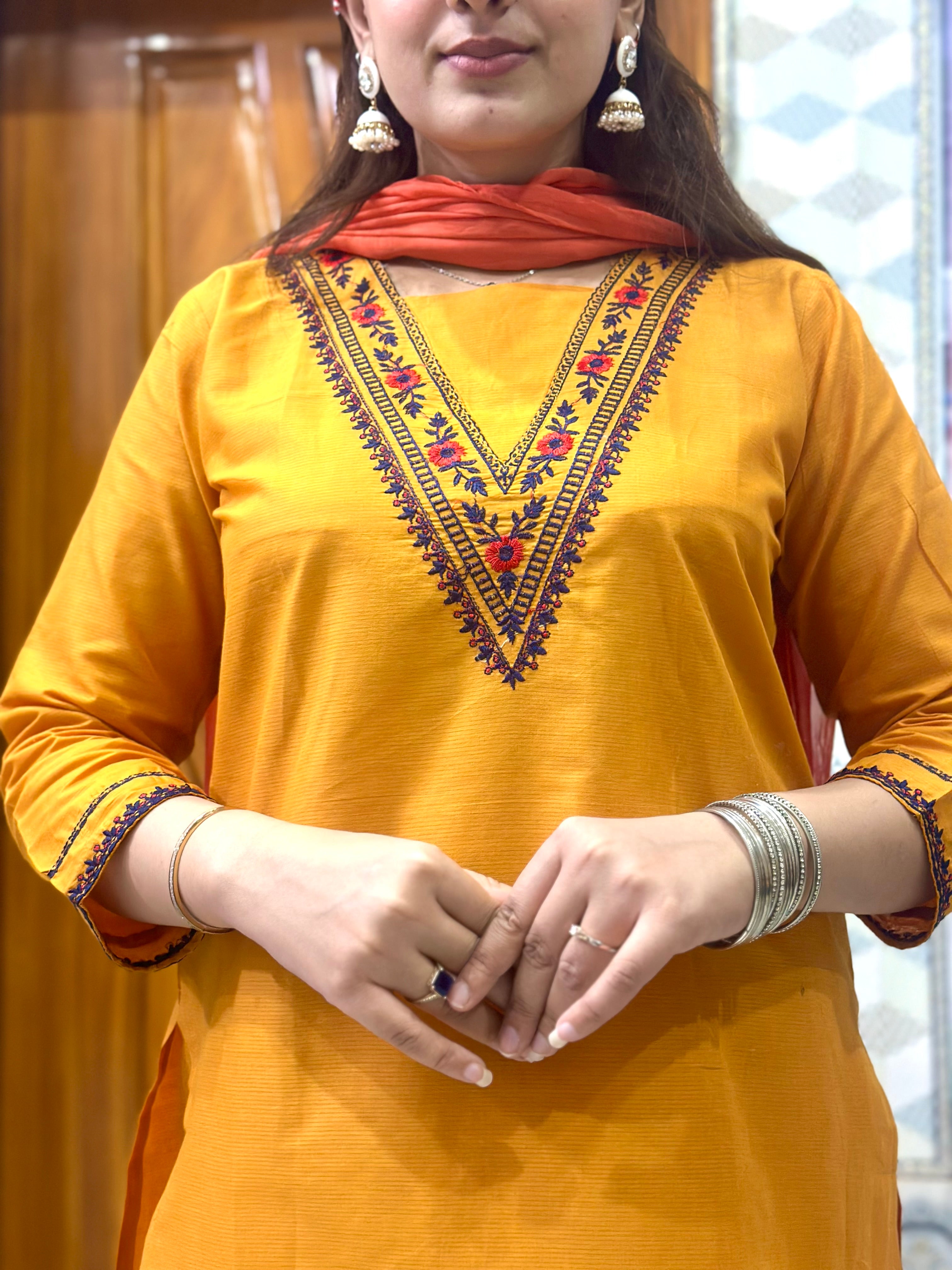 Bindi  gold embroidered 2 piece mustard