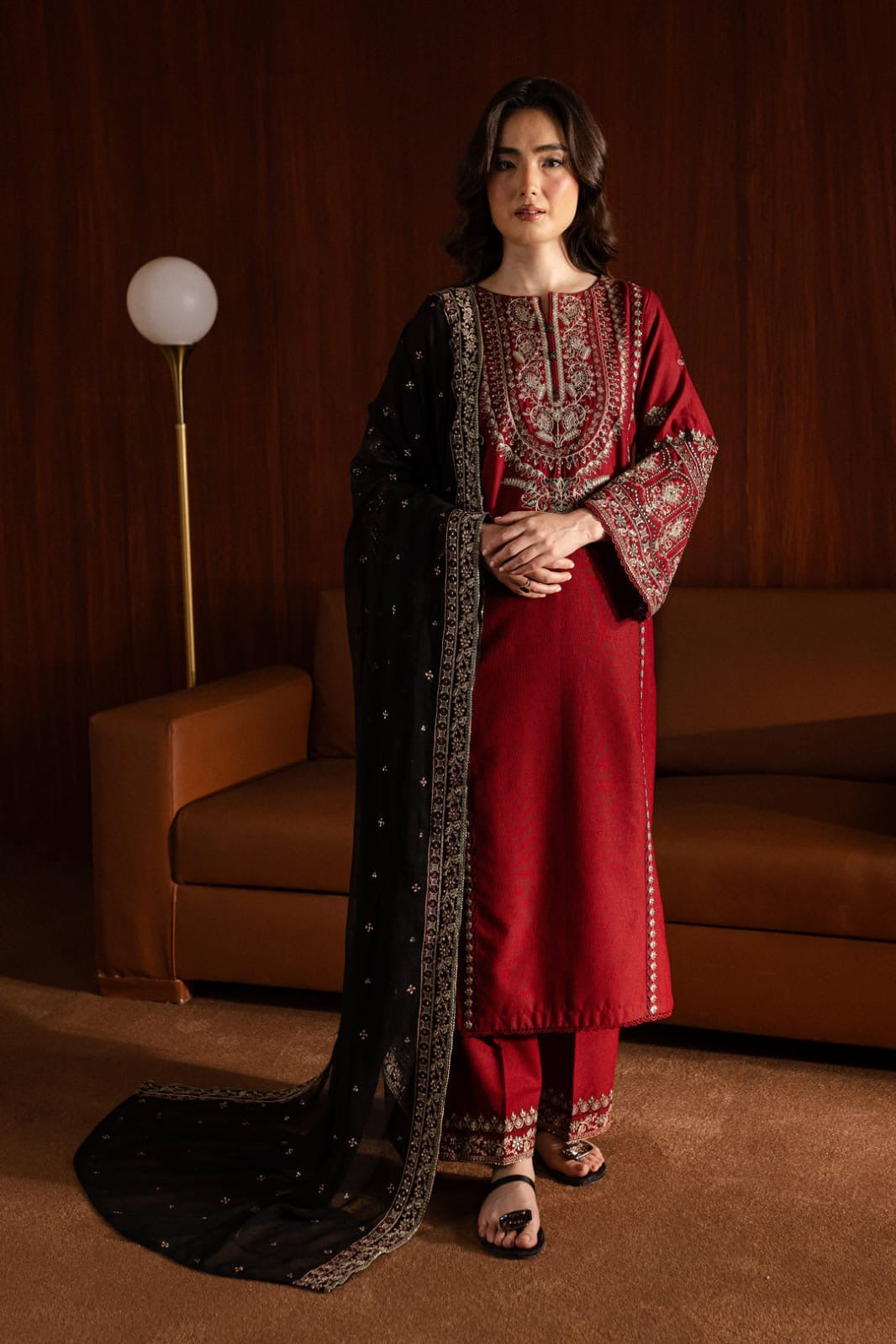 Laal pari embroidered 3 pc