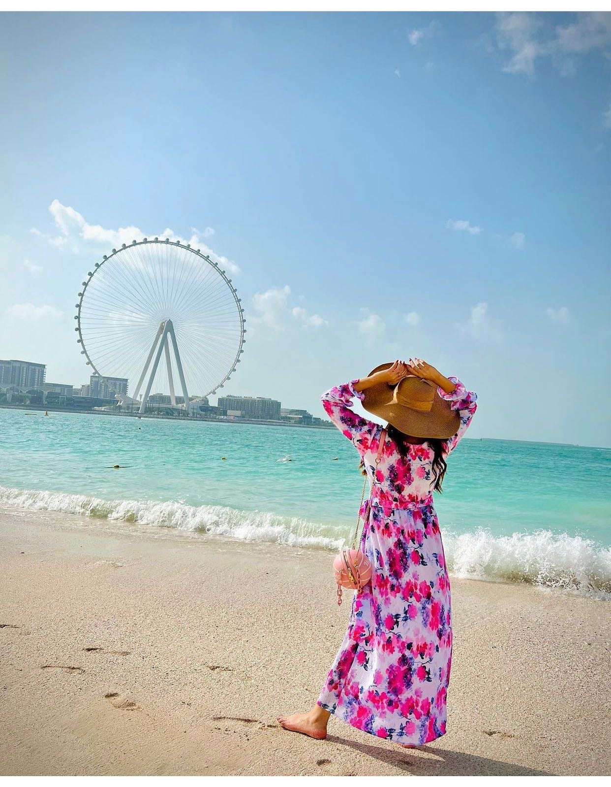 Pleated maxi pink